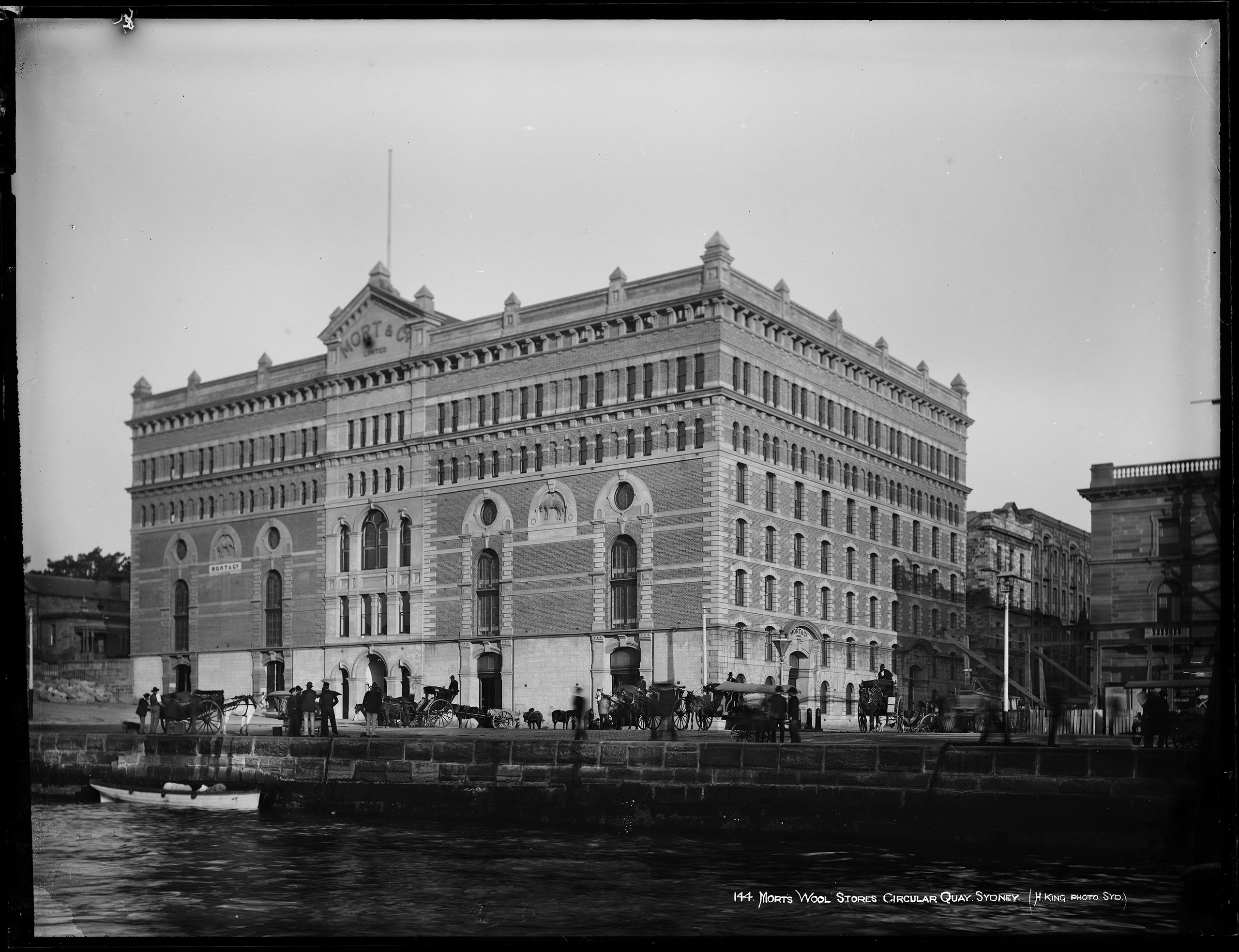 'Morts Wool Stores, Circular Quay, Sydney' glass plate negative by Henry King