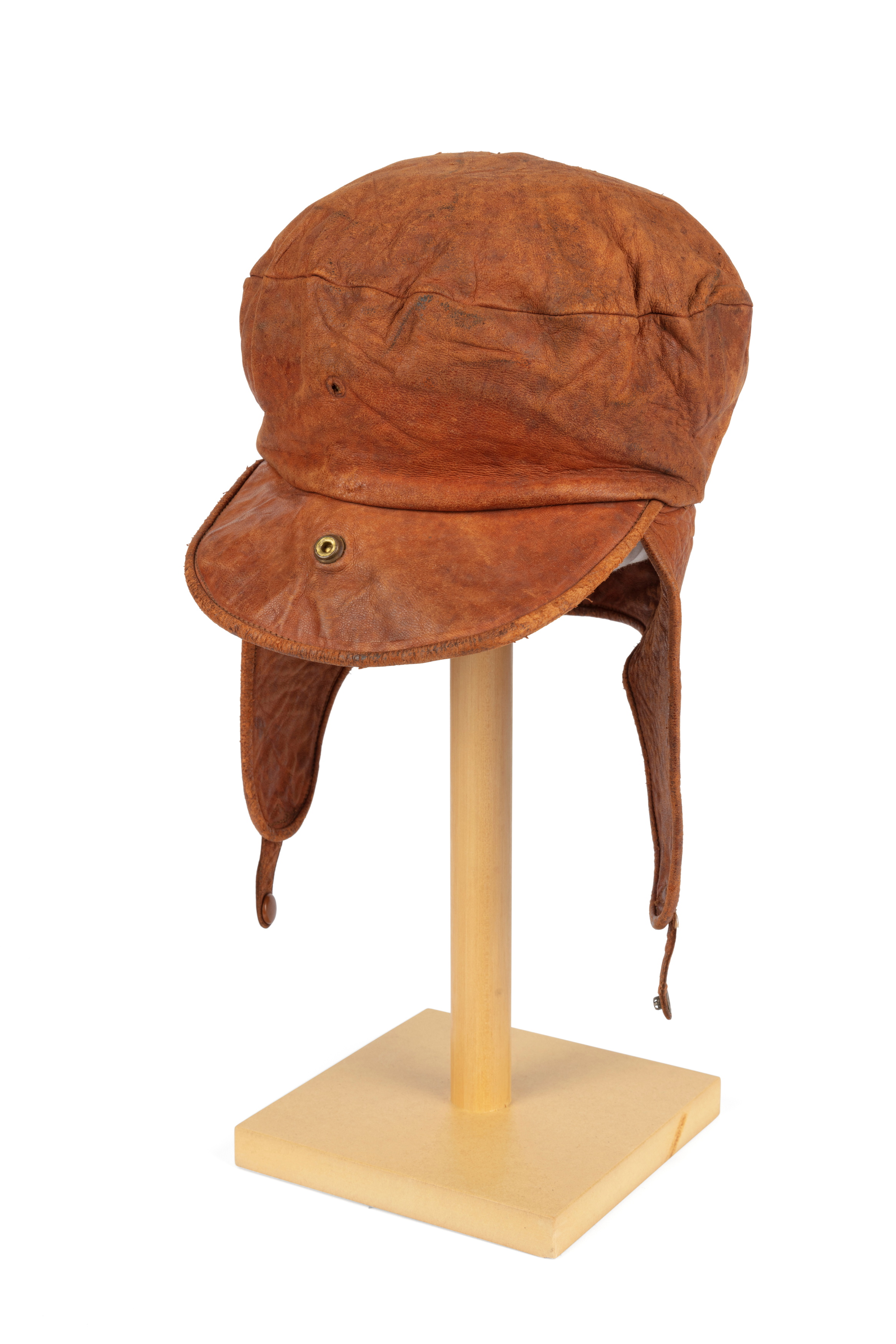 Aviator flying cap worn by Millicent Bryant