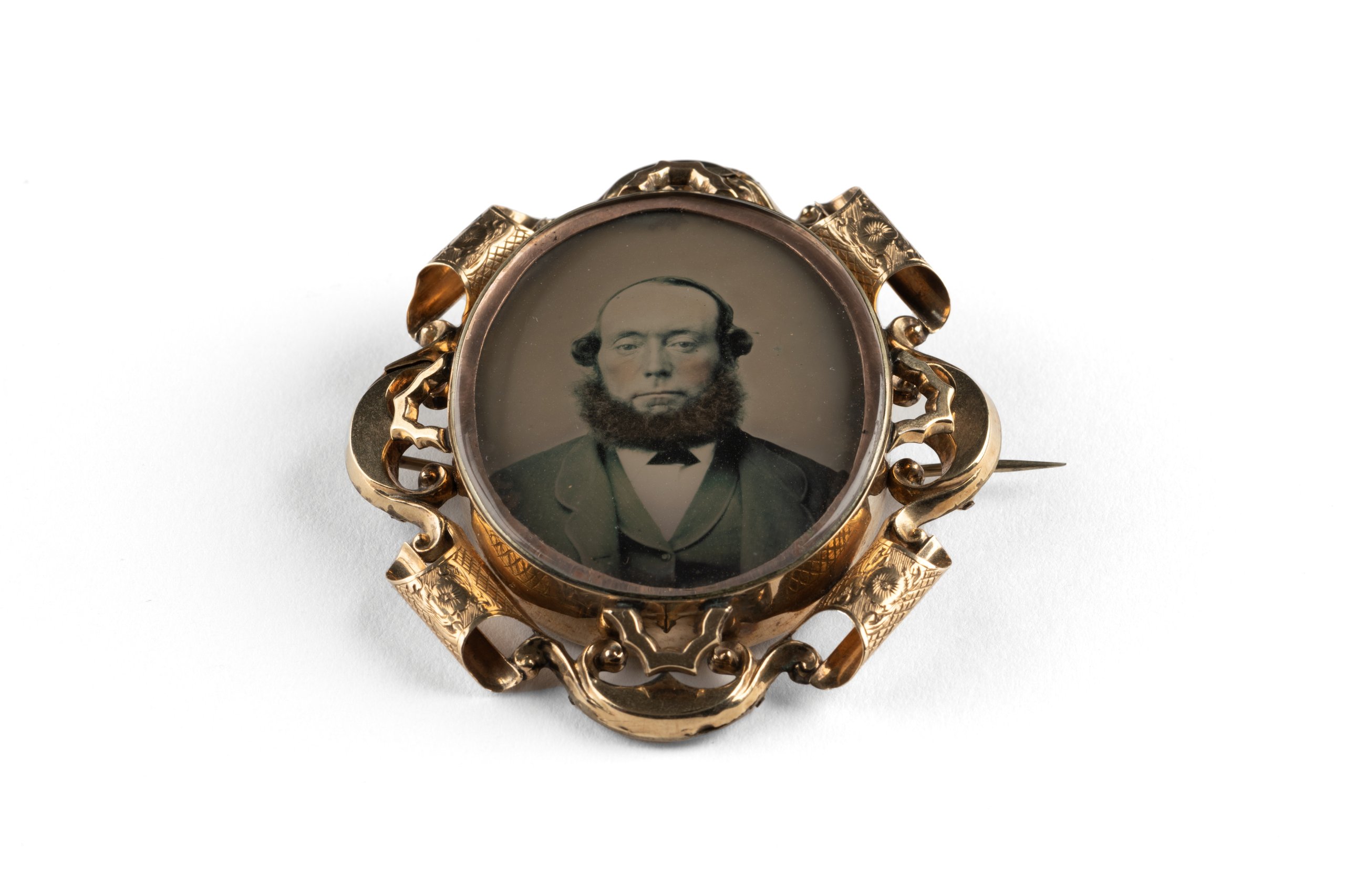 Mourning brooch with portrait of Captain R J Miller