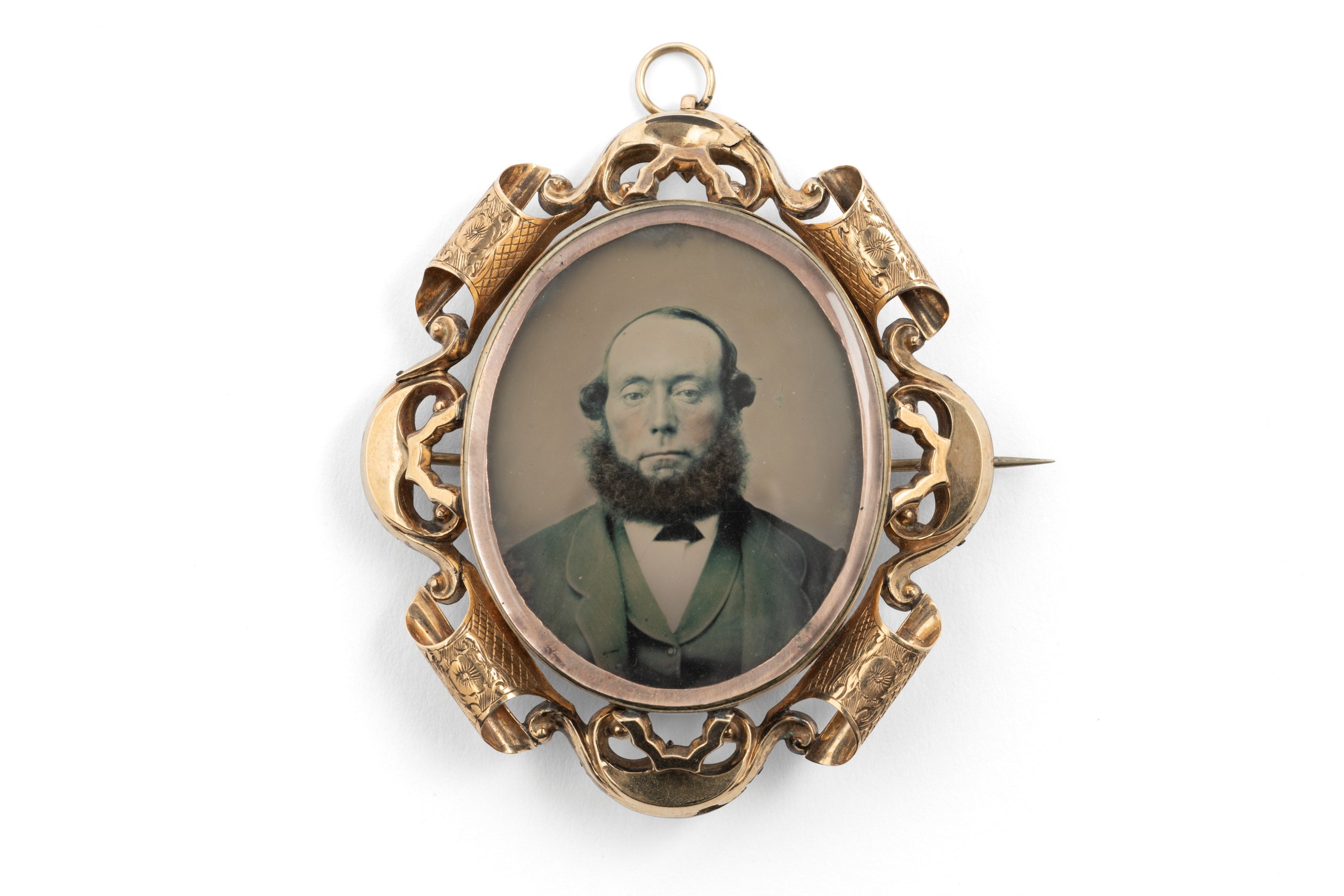 Mourning brooch with portrait of Captain R J Miller