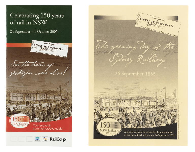 'Celebrating 150 years of rail in NSW' pamphlets
