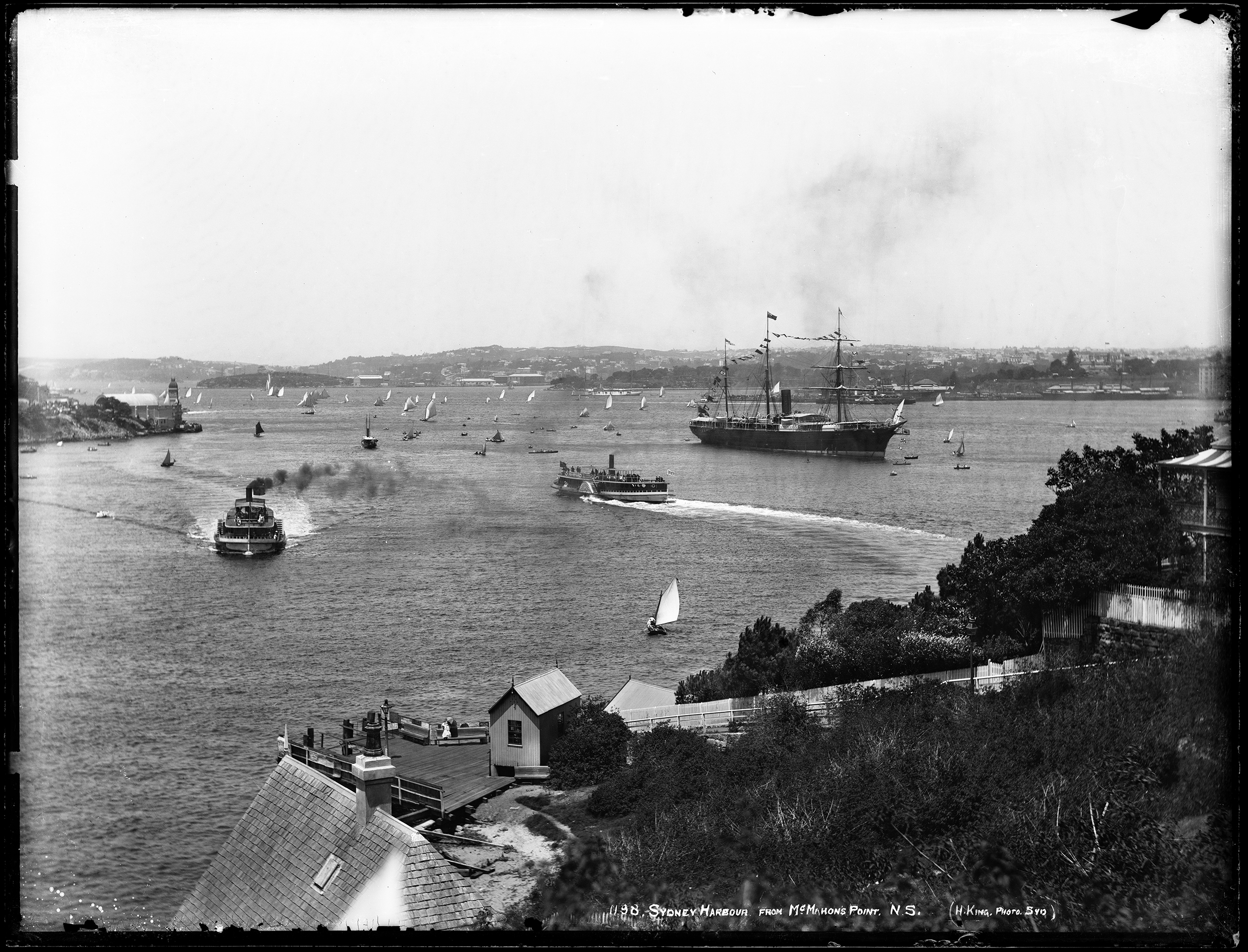 Glass plate negative of Sydney Harbour from McMahons Point, 1885-1893