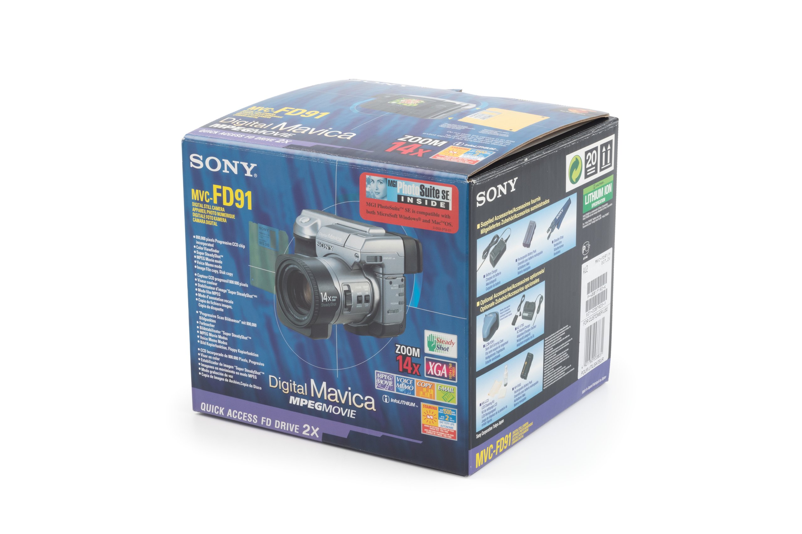 Sony Mavica FD-91 digital camera with packaging