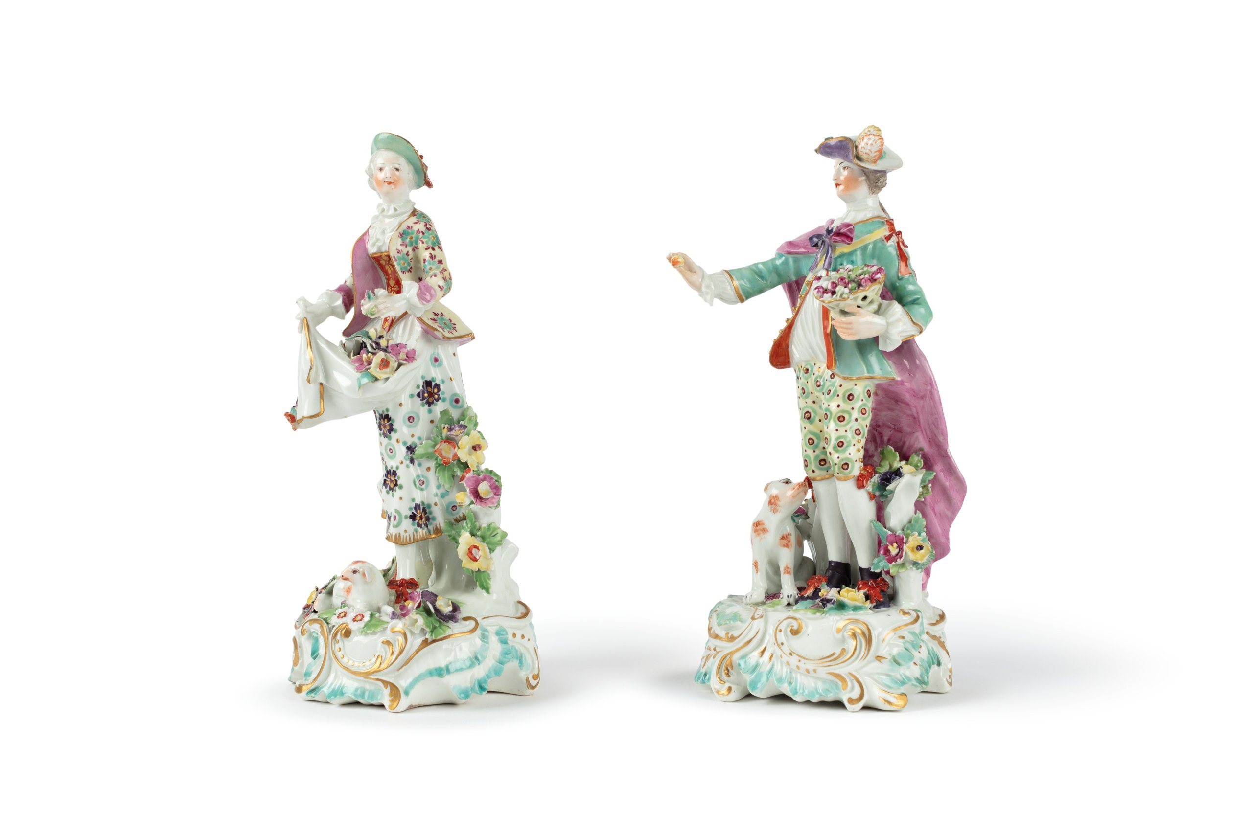 Shepherd and shepherdess figures by Derby