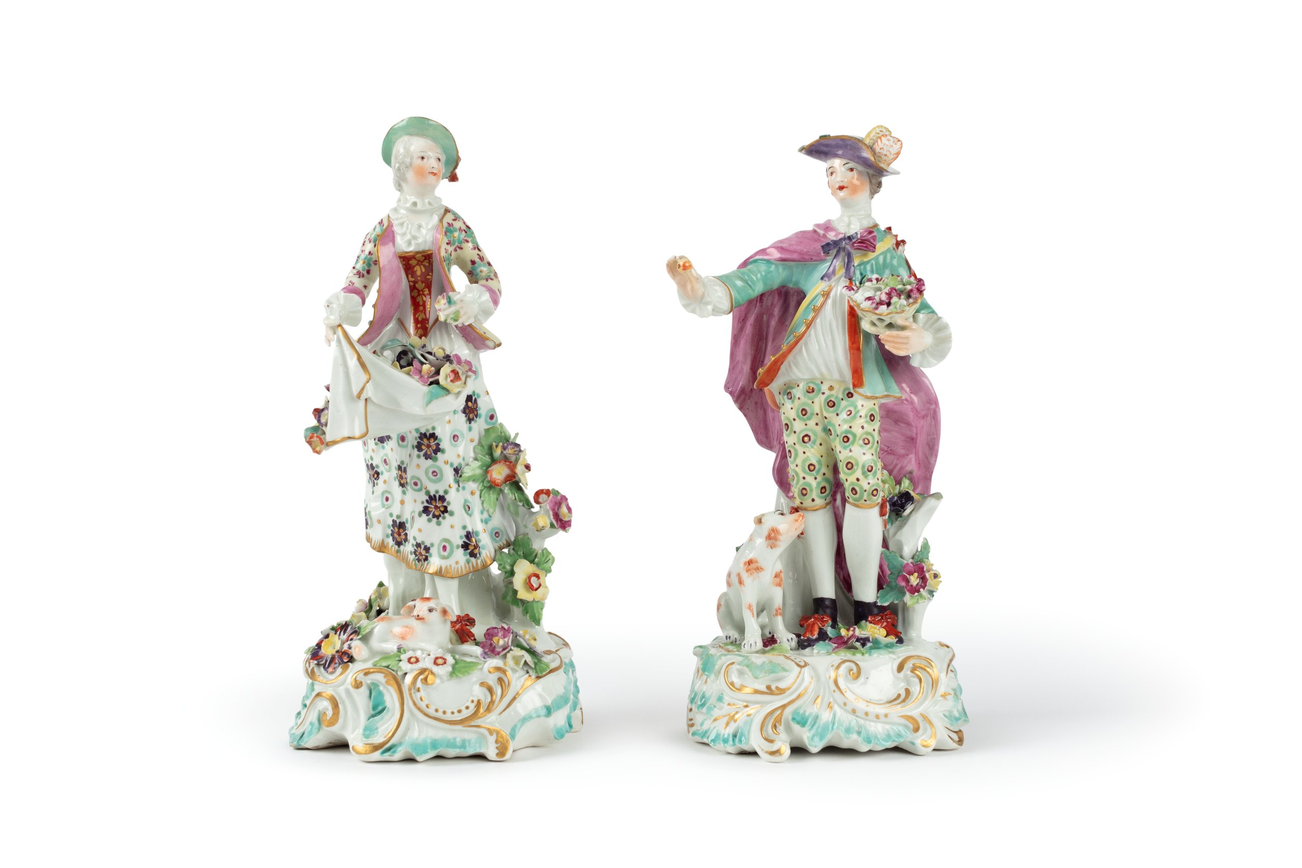 Shepherd and shepherdess figures by Derby