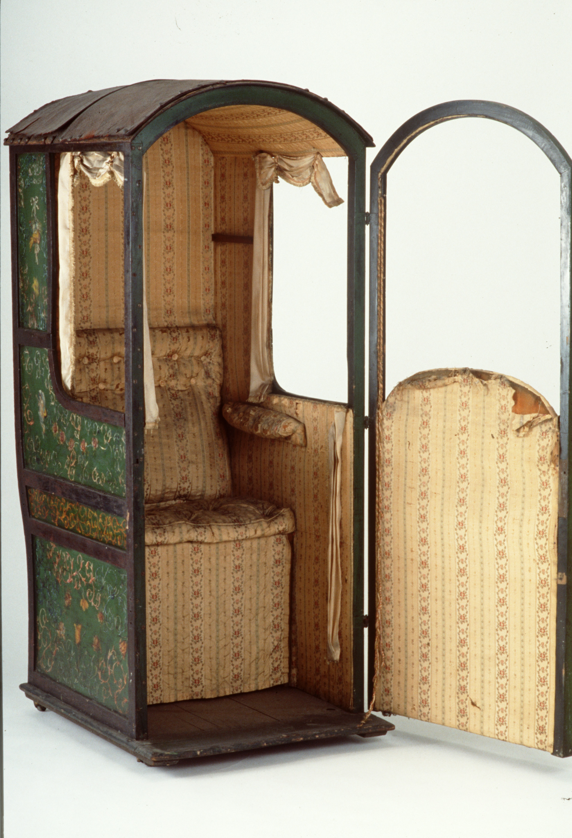 Sedan chair used as telephone box owned by F A P Hyland