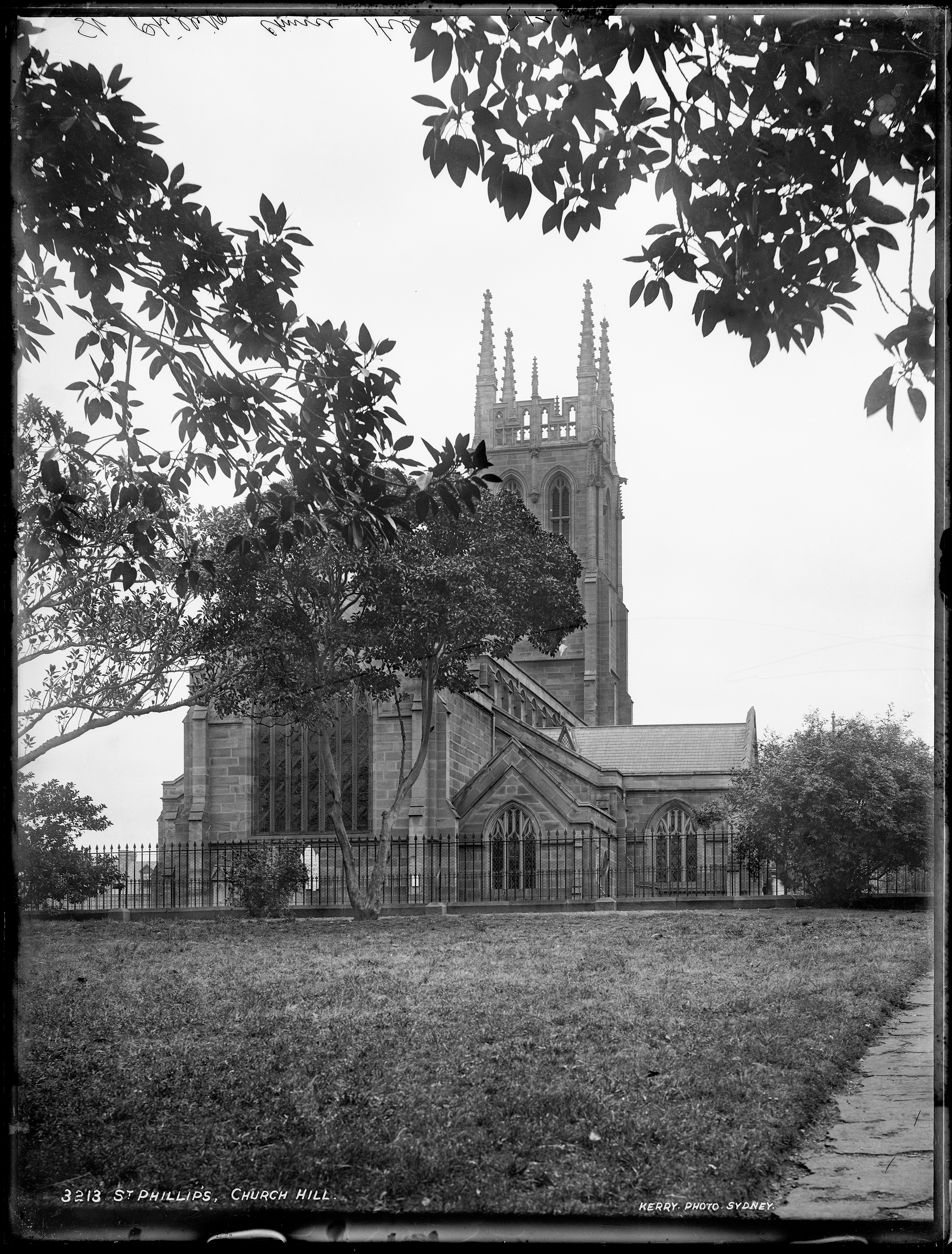 Glass plate negative of church in Sydney