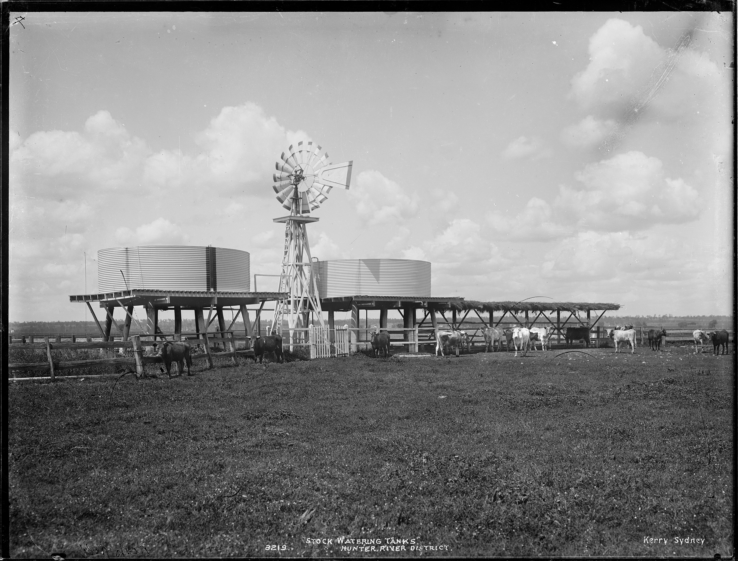 Glass plate negative of water tanks