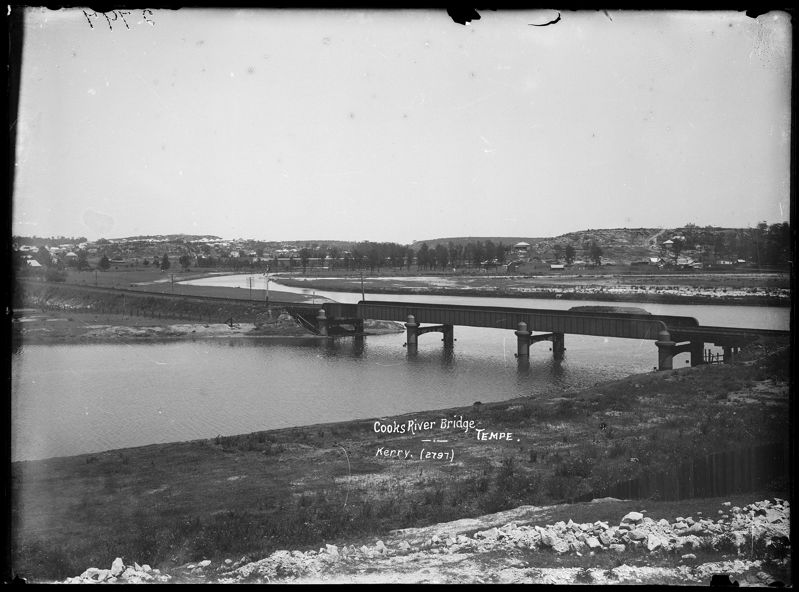 'Cooks River Bridge, Tempe' glass negative by Kerry and Co