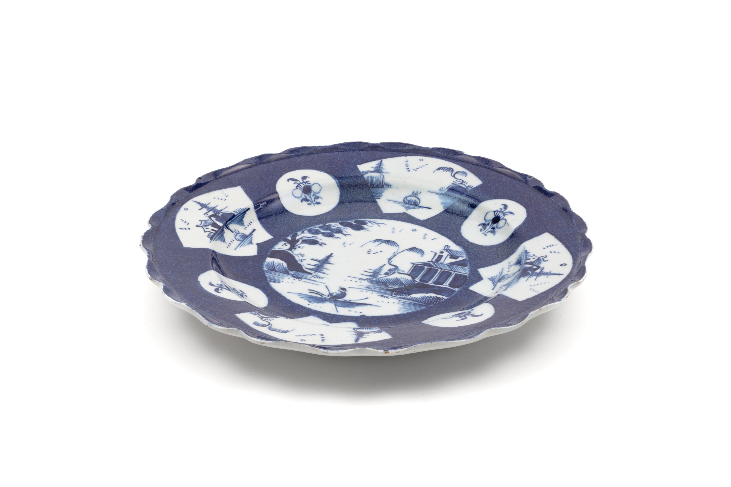 Earthenware plate made by Bow China Works