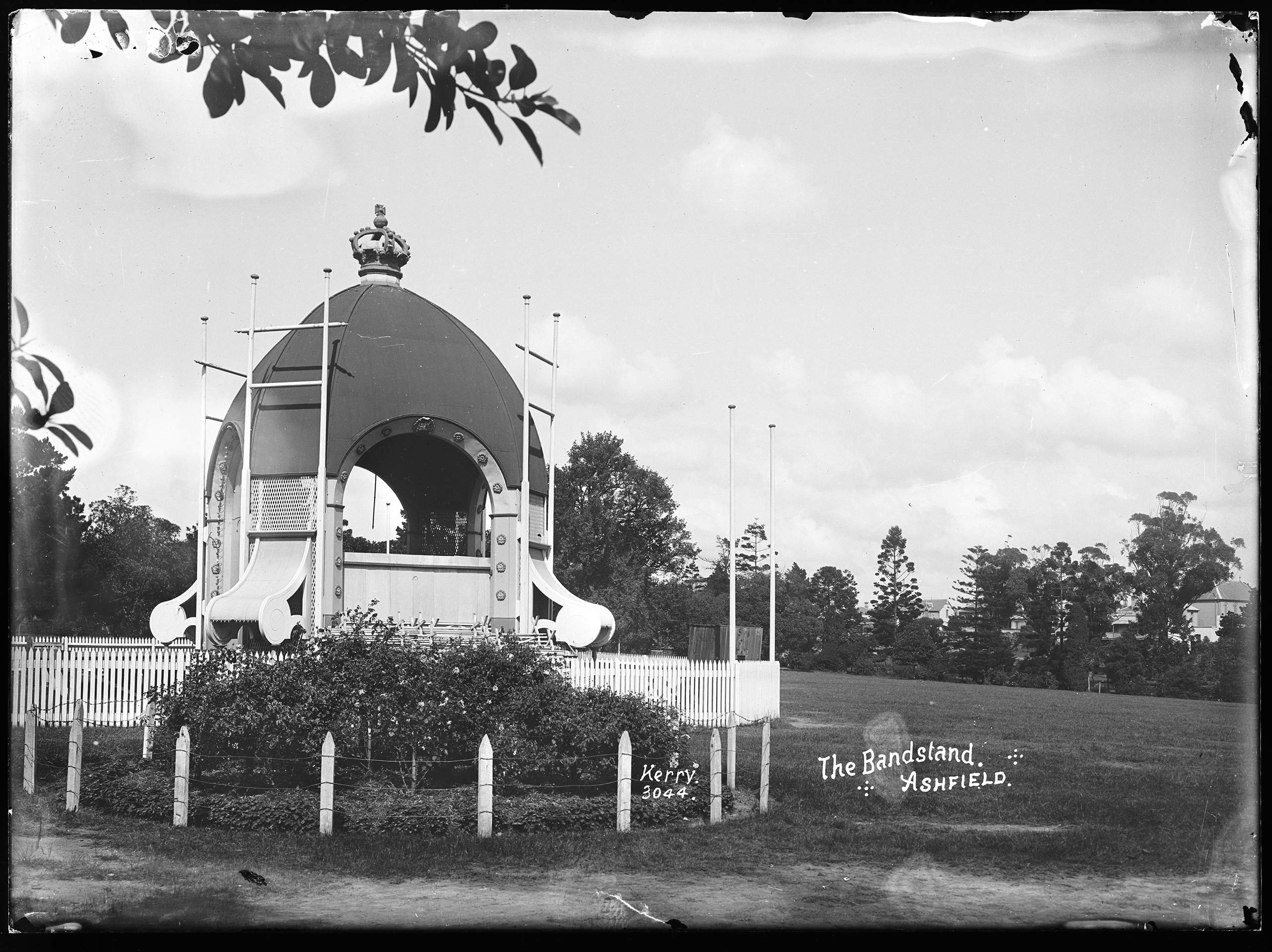 Glass plate negative of bandstand in Ashfield Sydney