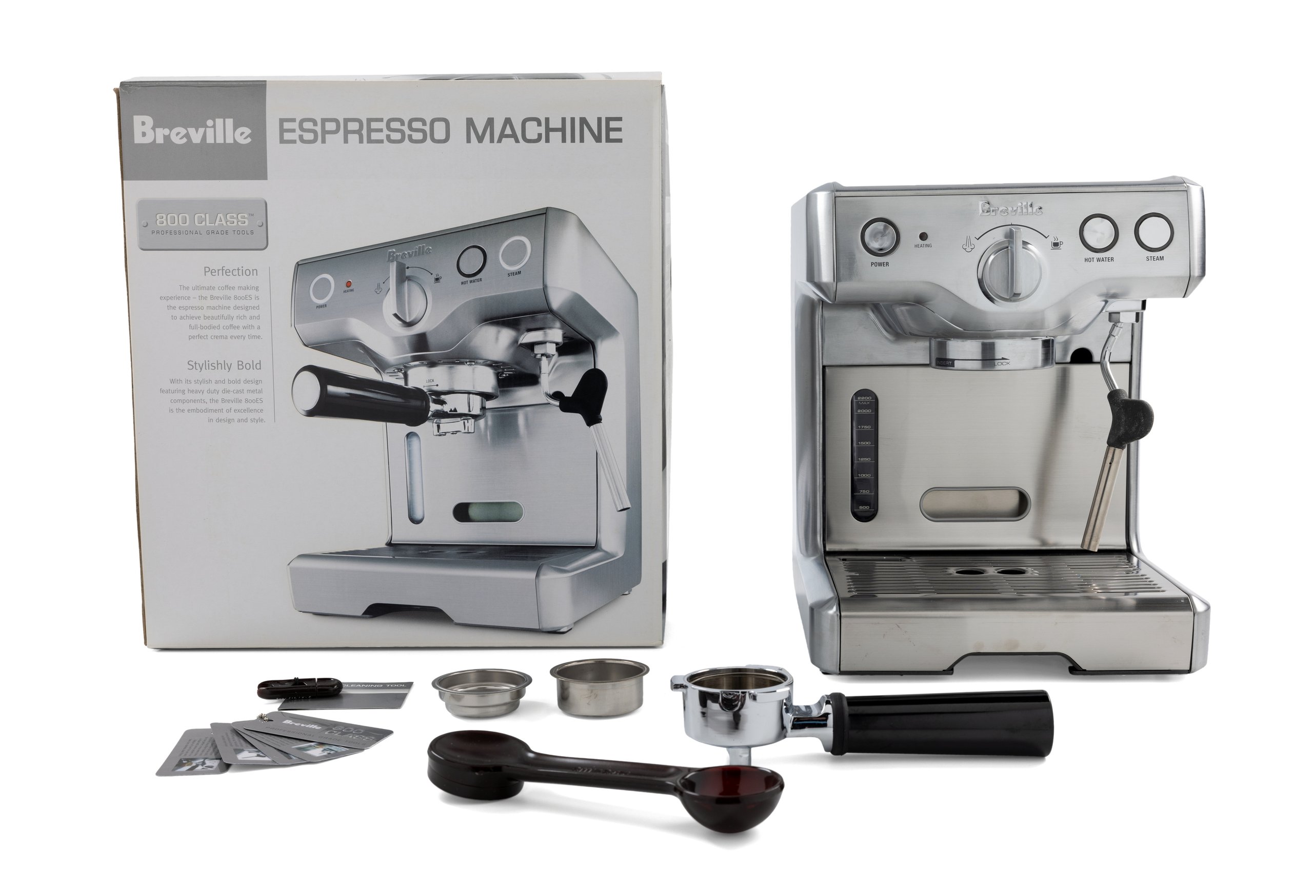 Breville 800 Class Espresso Machine and accessories