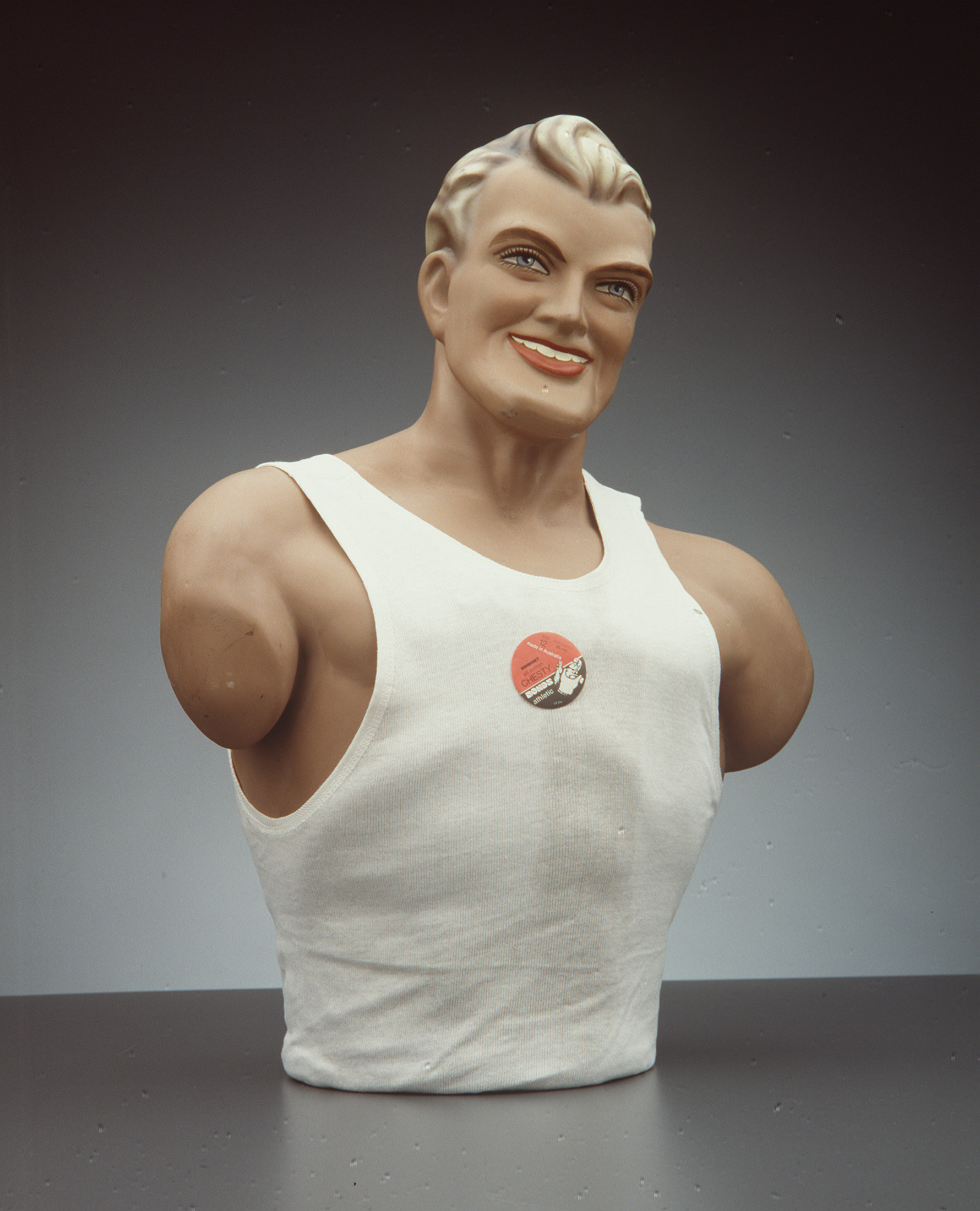 'Chesty Bond' mannequin torso with singlet by Bonds