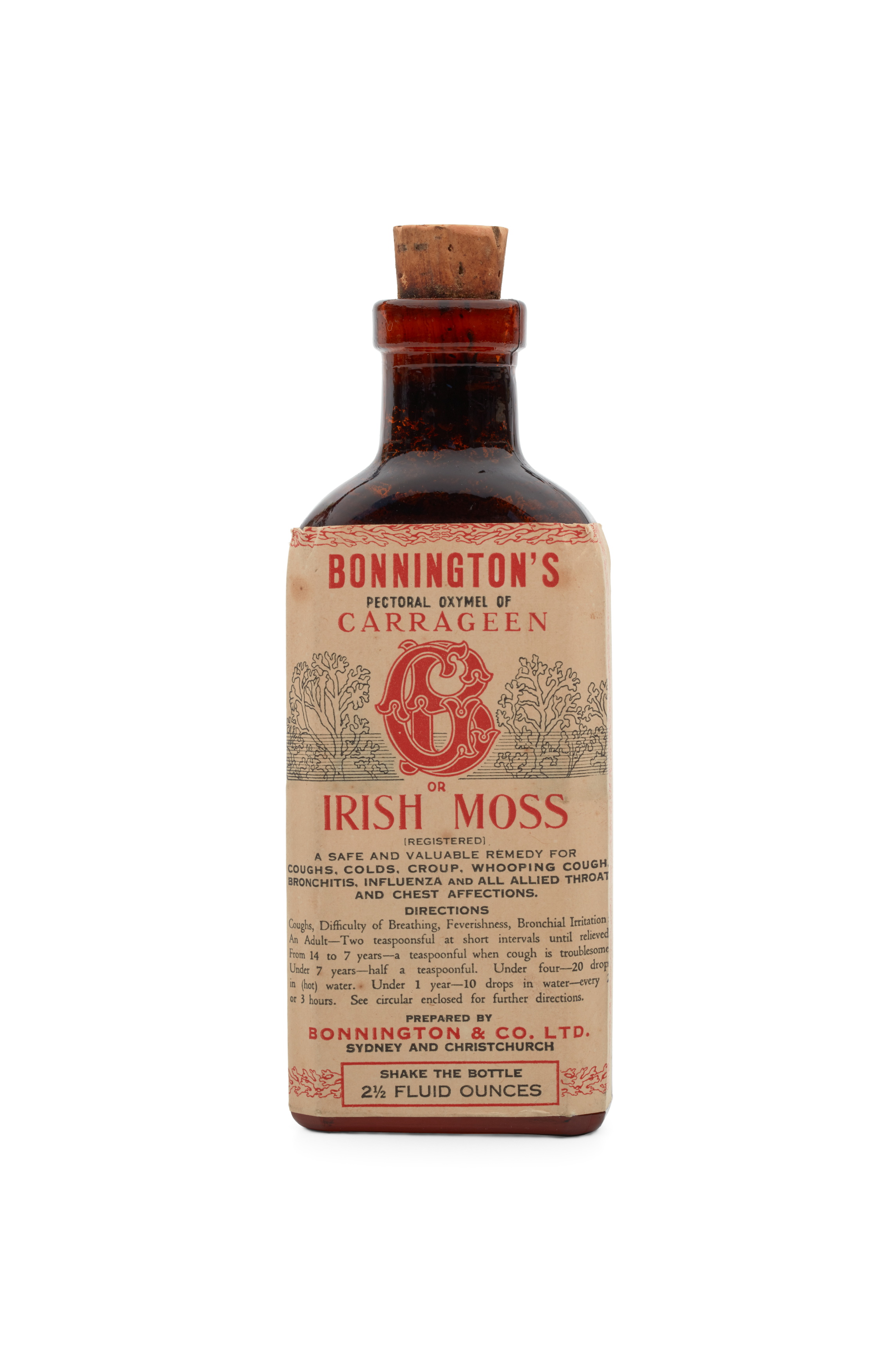 Bonnington's Irish Moss' cough syrup medicine bottle