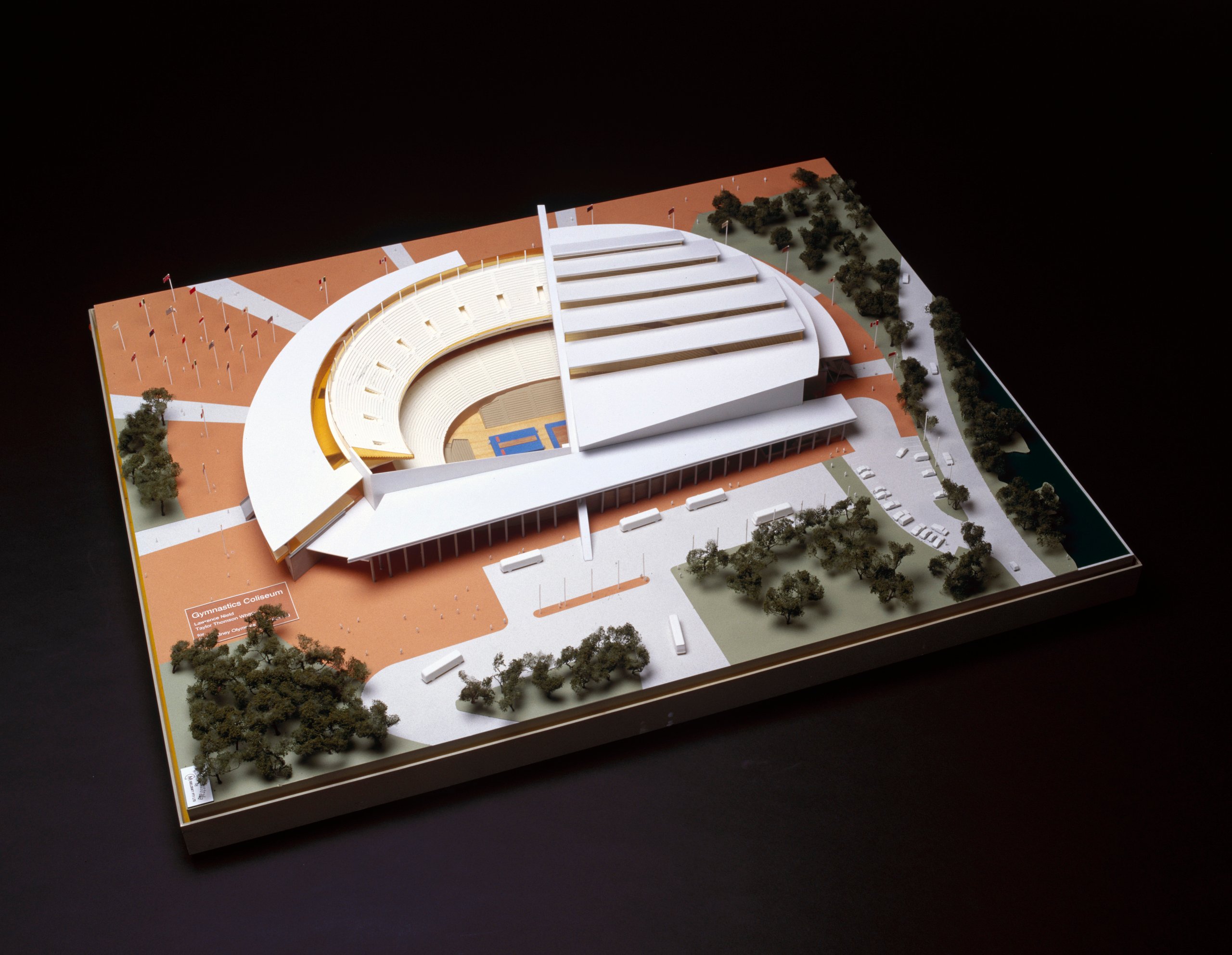Architectural model of Gymnastics Coliseum by Lawrence Nield and Taylor Thompson Whitting