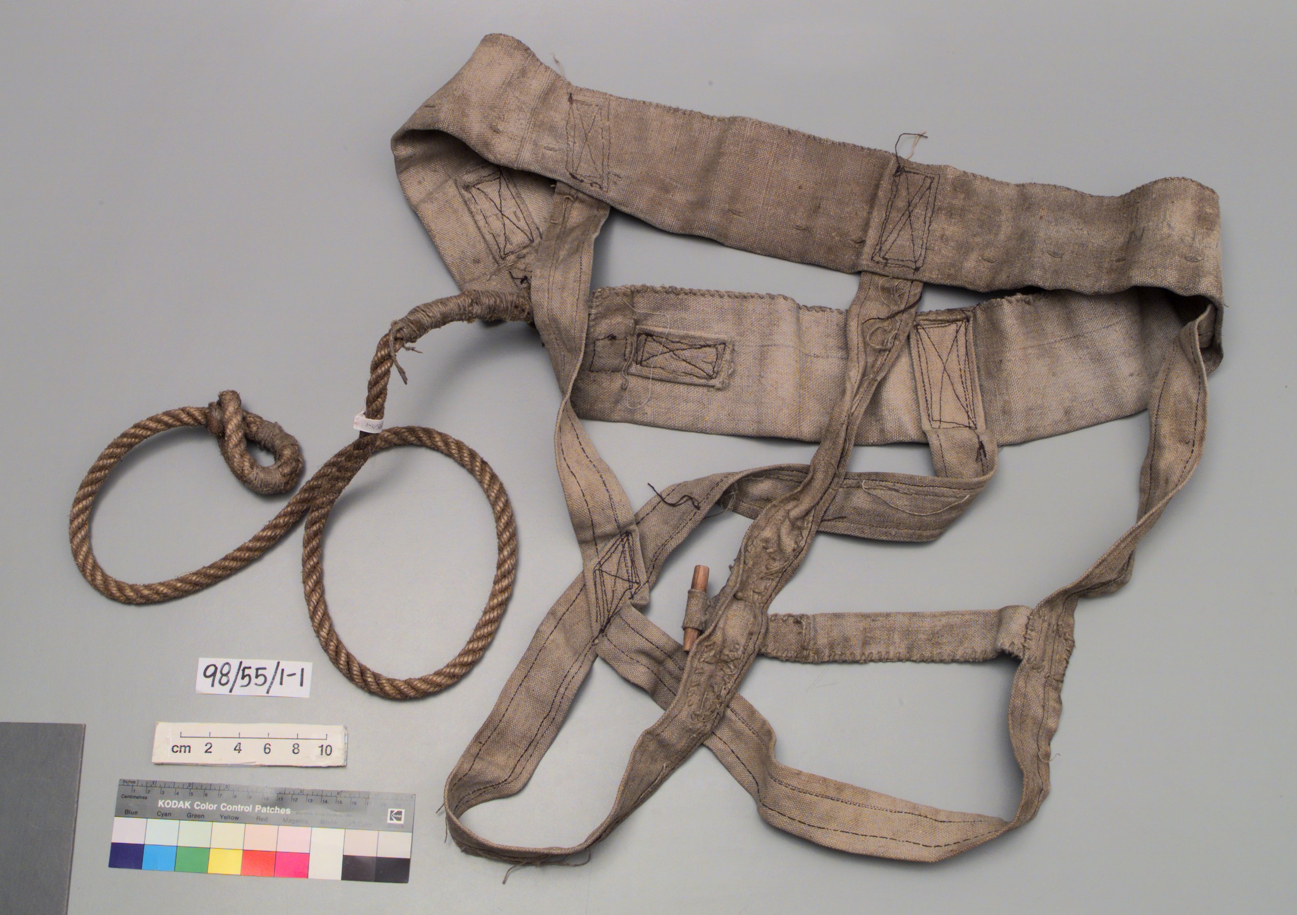 Safety harness made by Charles Laseron and used during Mawson's Australasian Antarctic Expedition.