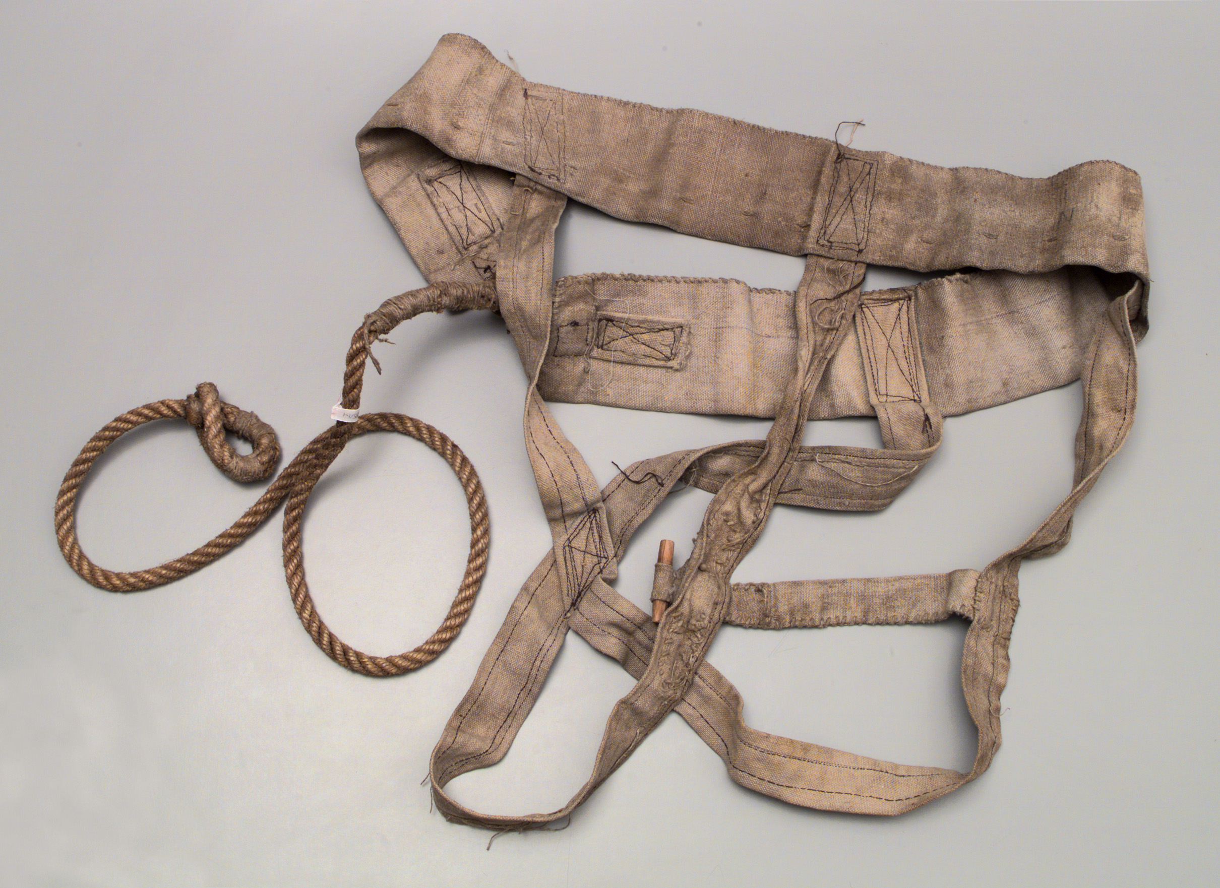 Safety harness made by Charles Laseron and used during Mawson's Australasian Antarctic Expedition.