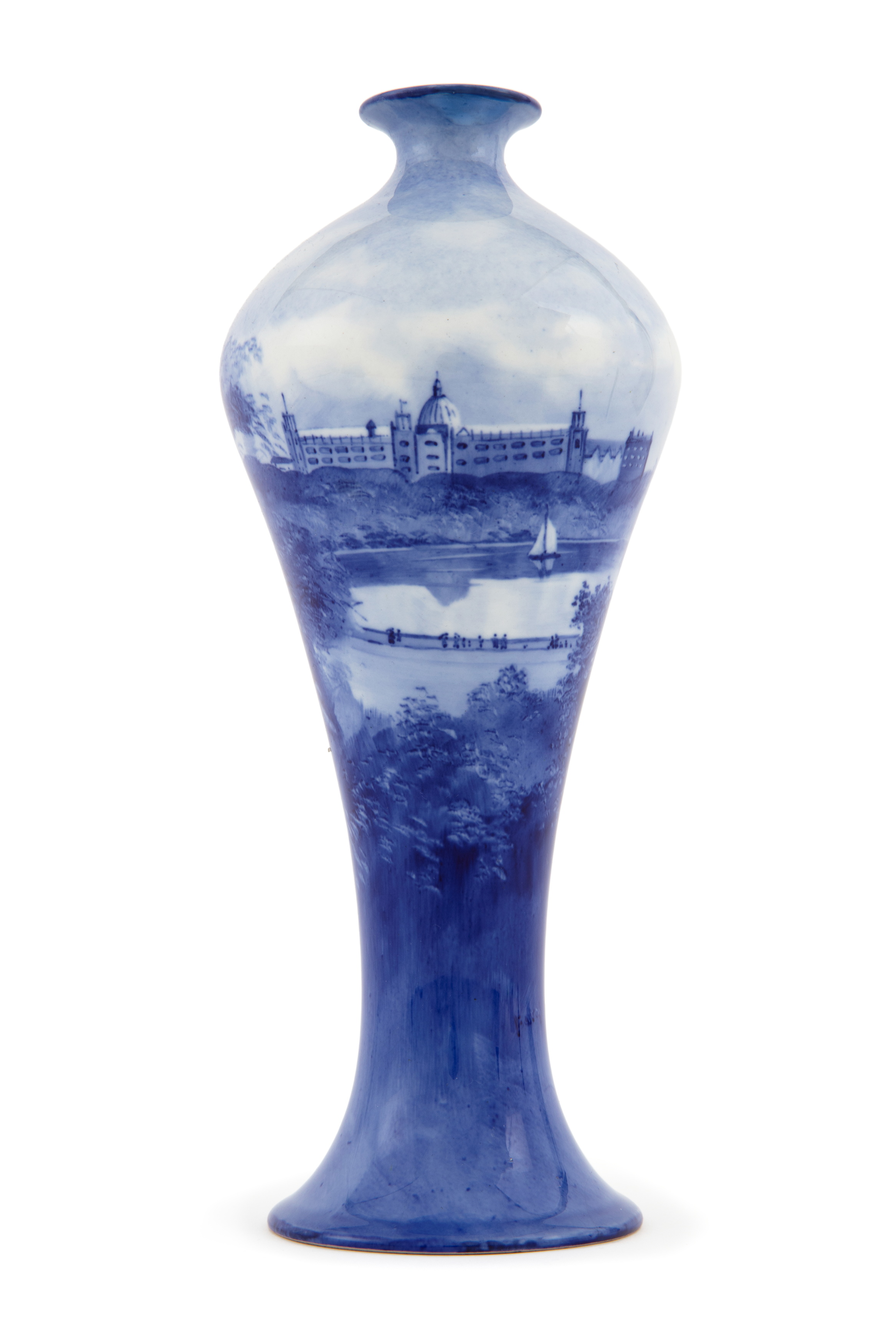 Vase with scene of Farm Cove and the Garden Palace by Leonard Bentley for Doulton and Co