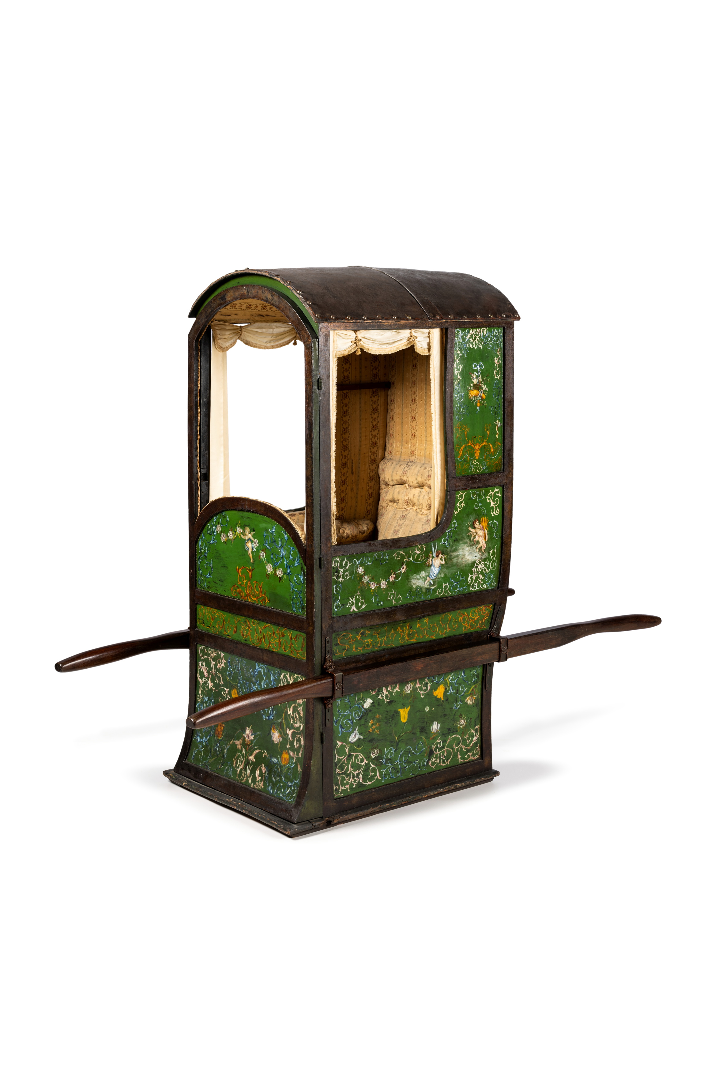 Sedan chair used as telephone box owned by F A P Hyland