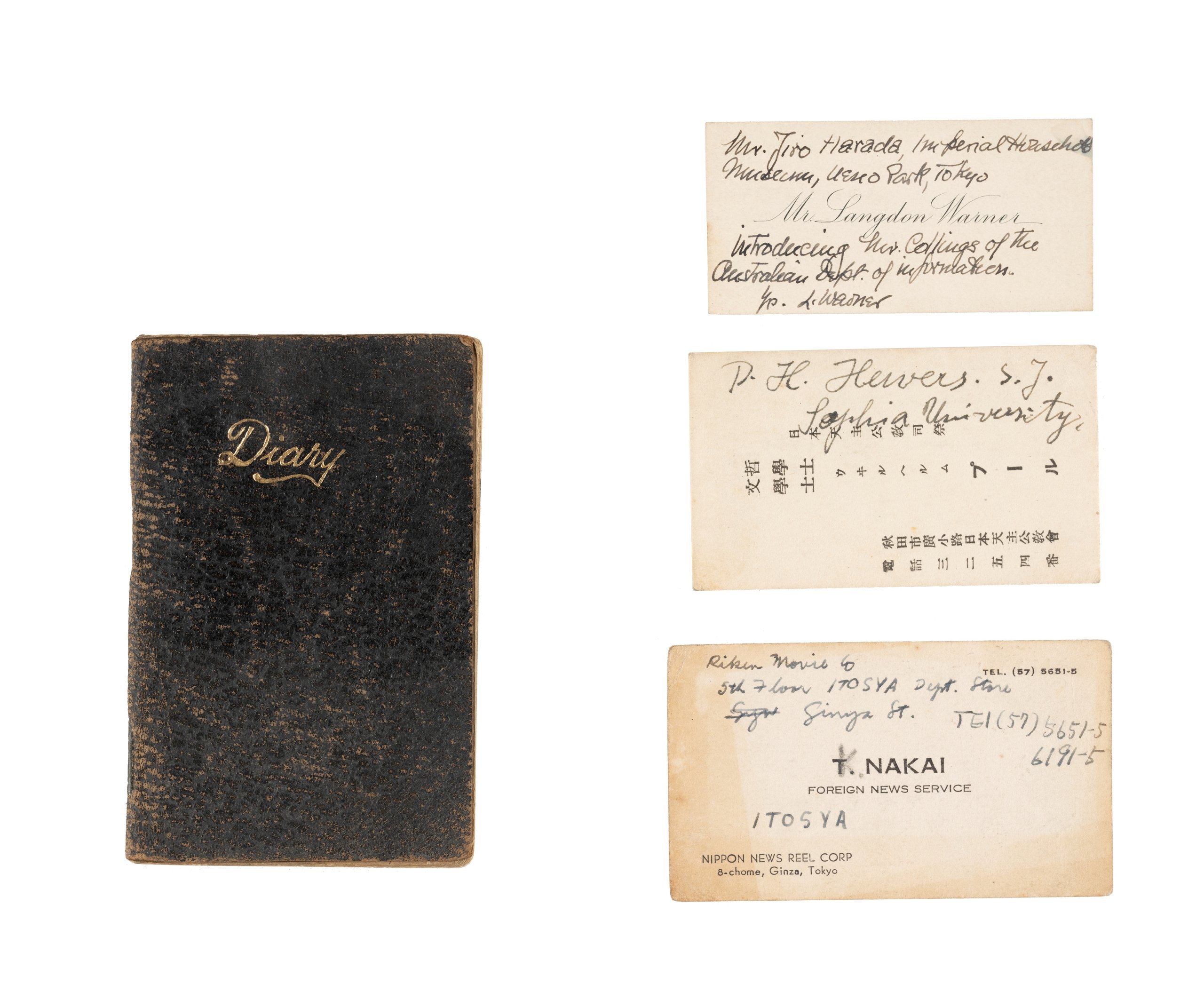 Diary and business cards belonging to Geoffrey Collings