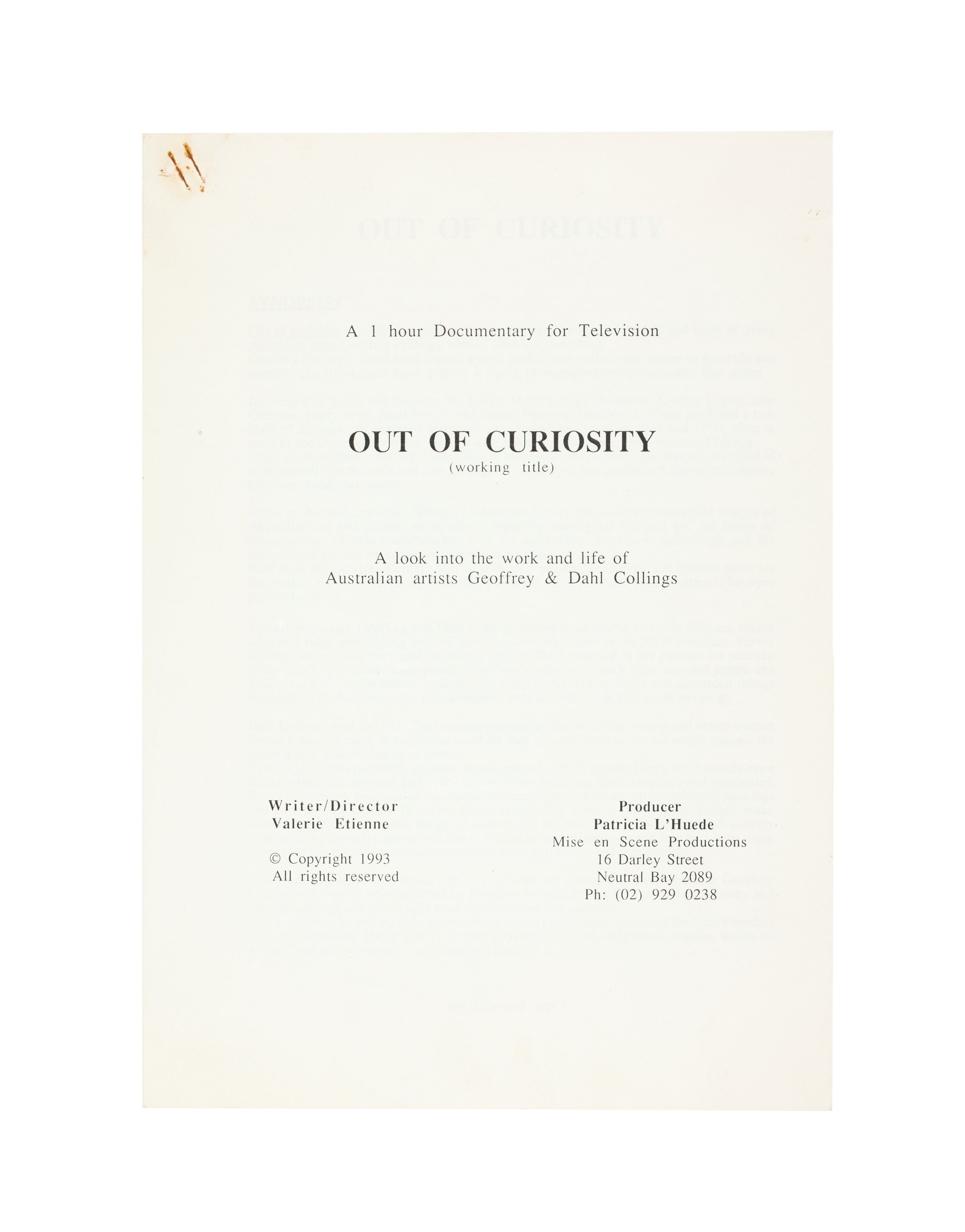 'Out of Curiosity' documents by Valerie Etienne