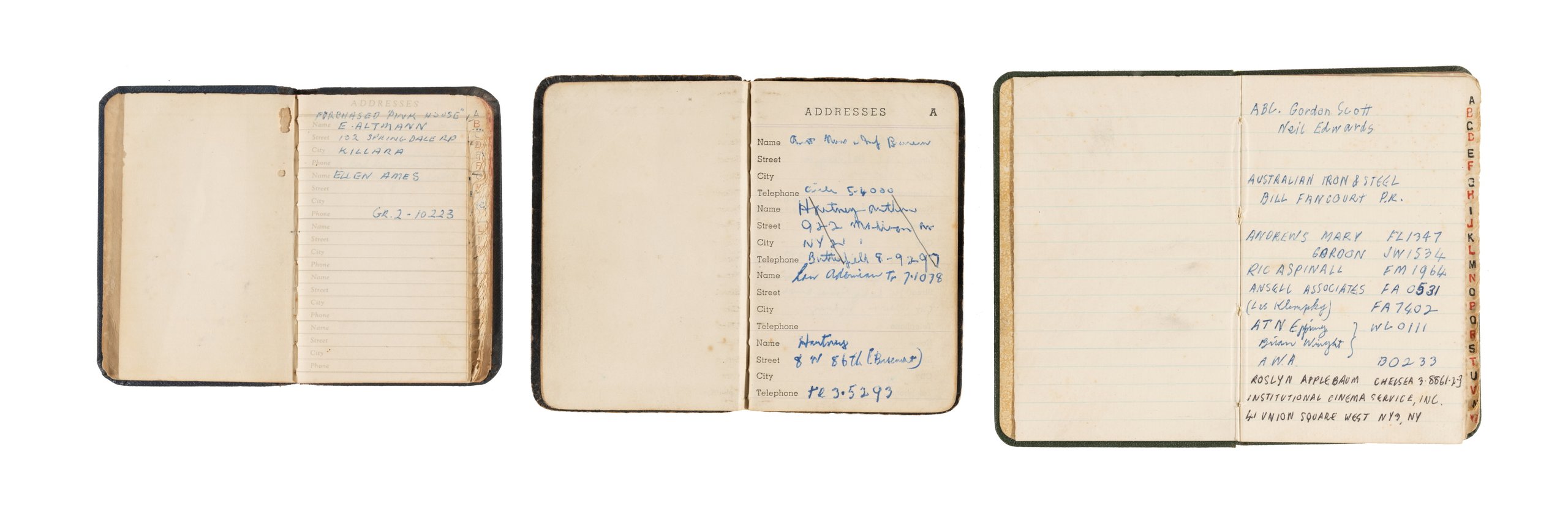 Collection of address books from the Dahl and Geoffrey Collings Archive