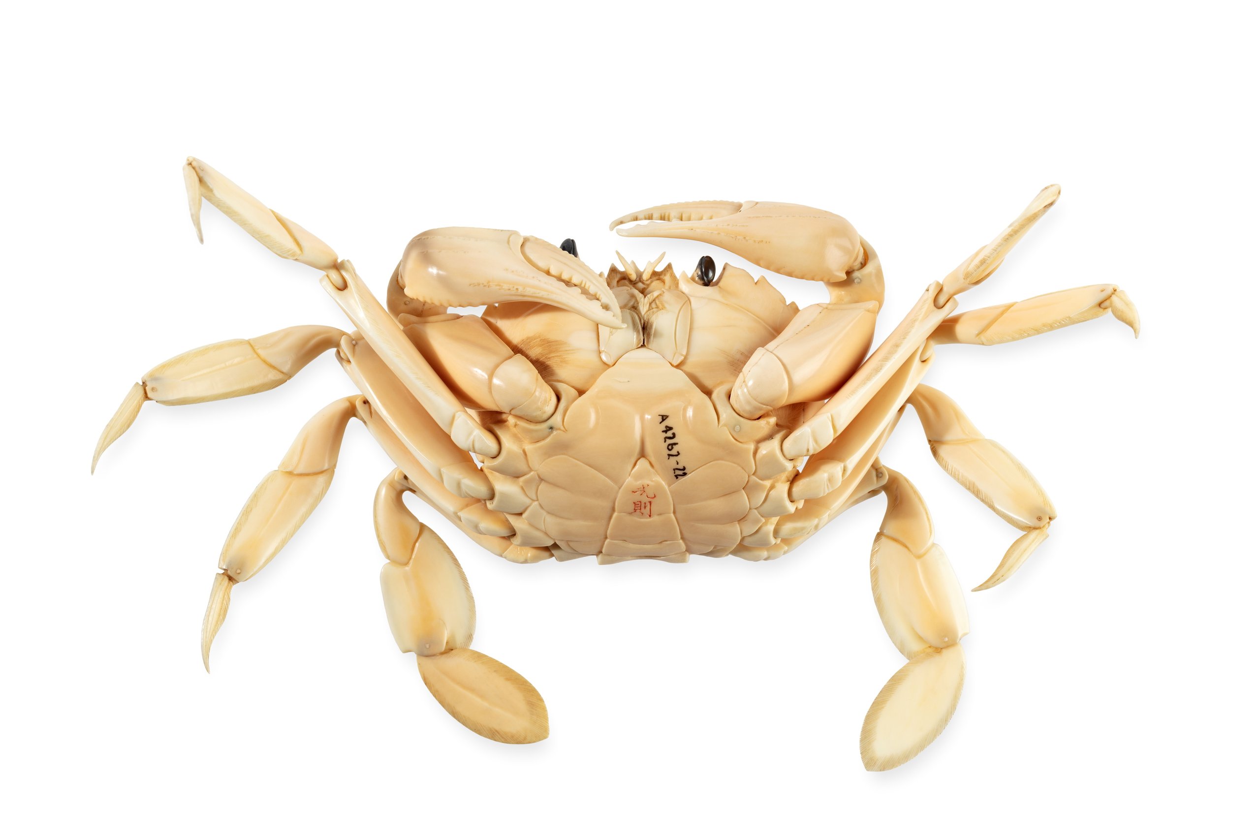 Carved ivory crab figure