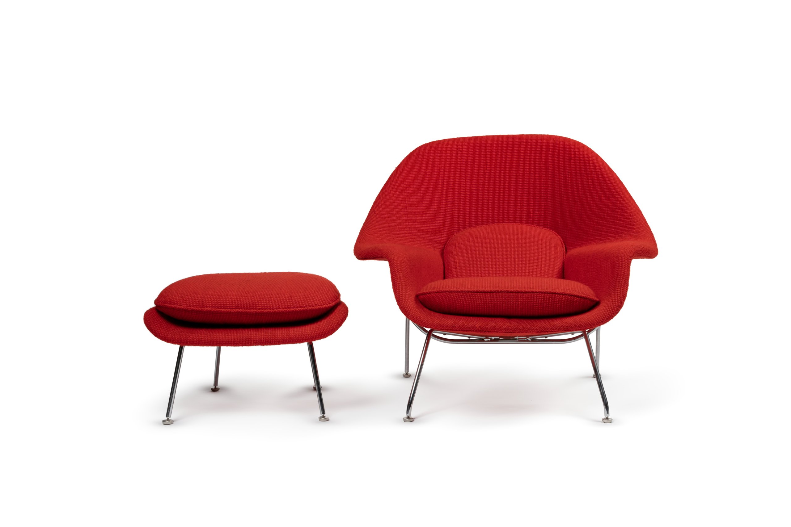 Armchair and footstool designed by Earo Saarinen for M Knoll International
