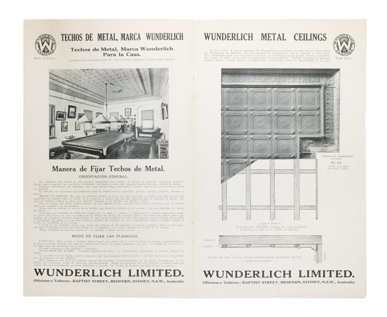 Wunderlich 'Manufacturas de Wunderlich Obras Ornamentales de Metal Laminado'