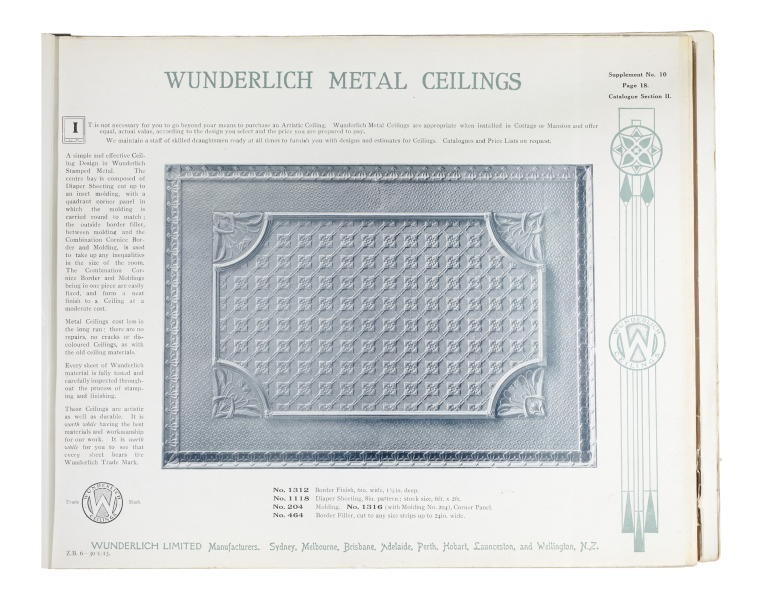 Wunderlich 'Metal Ceilings Supplement Catalogue'