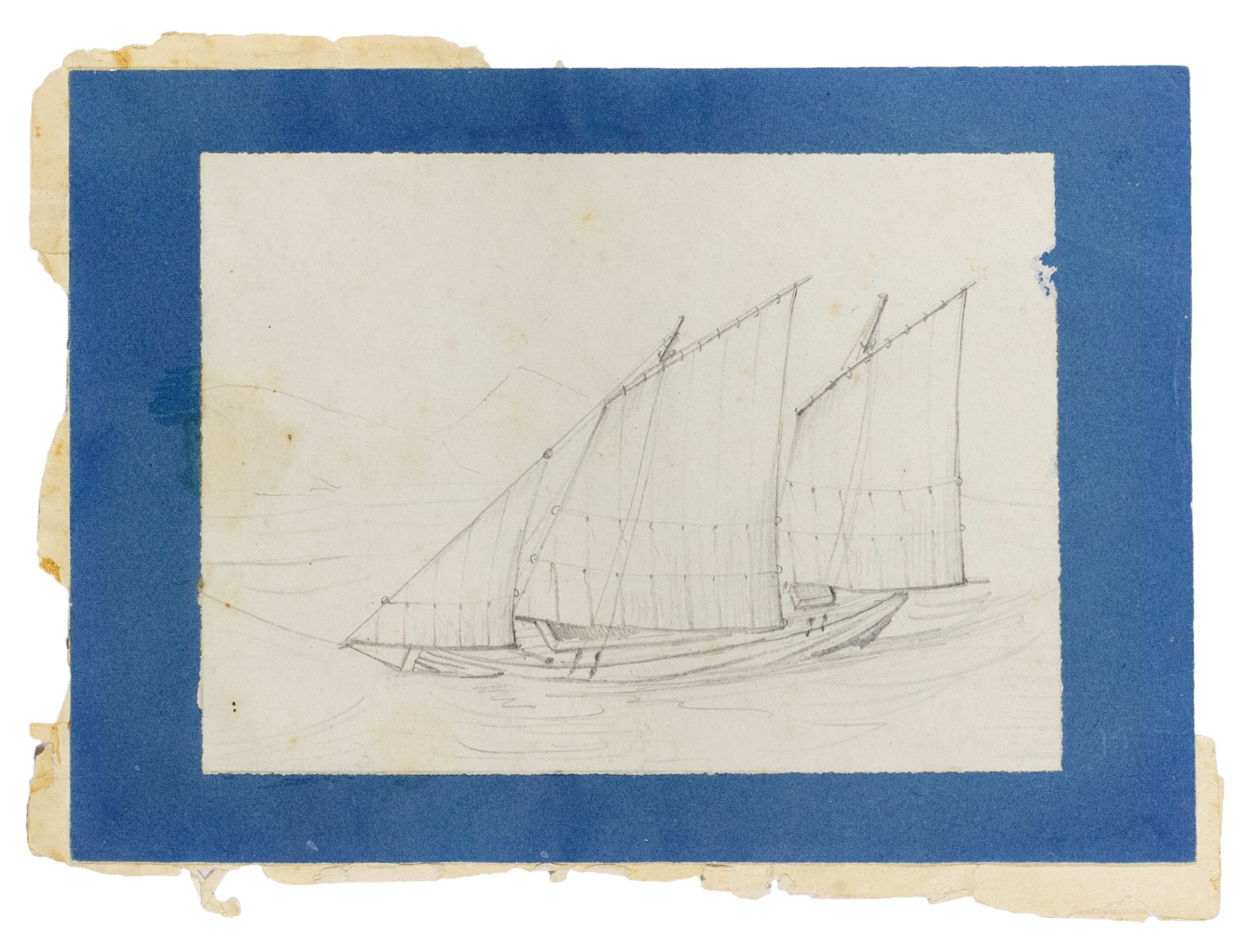 Drawing of unidentified sailing boat by Lawrence Hargrave