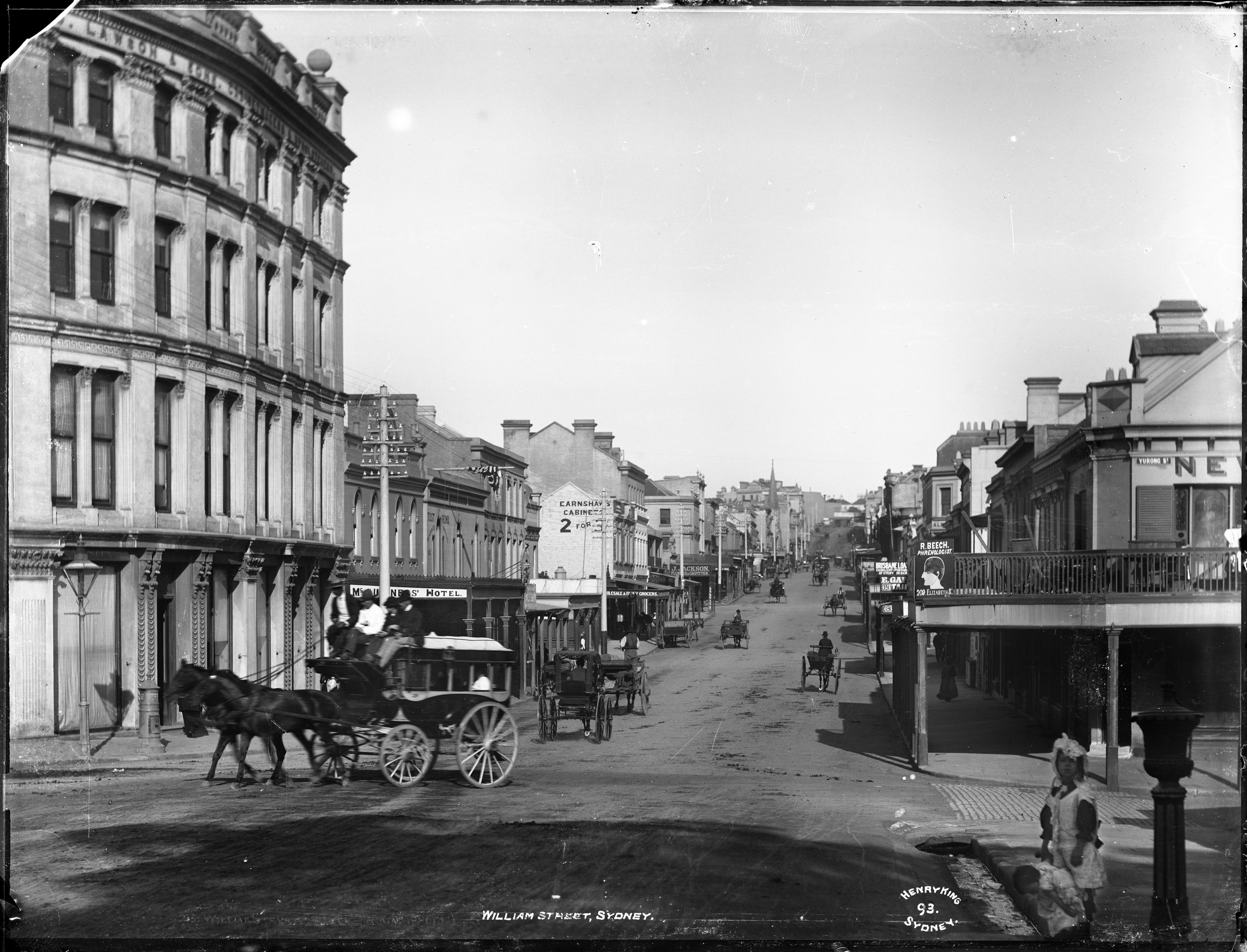 'William Street, Sydney' glass plate negative by Henry King from the Tyrrell collection