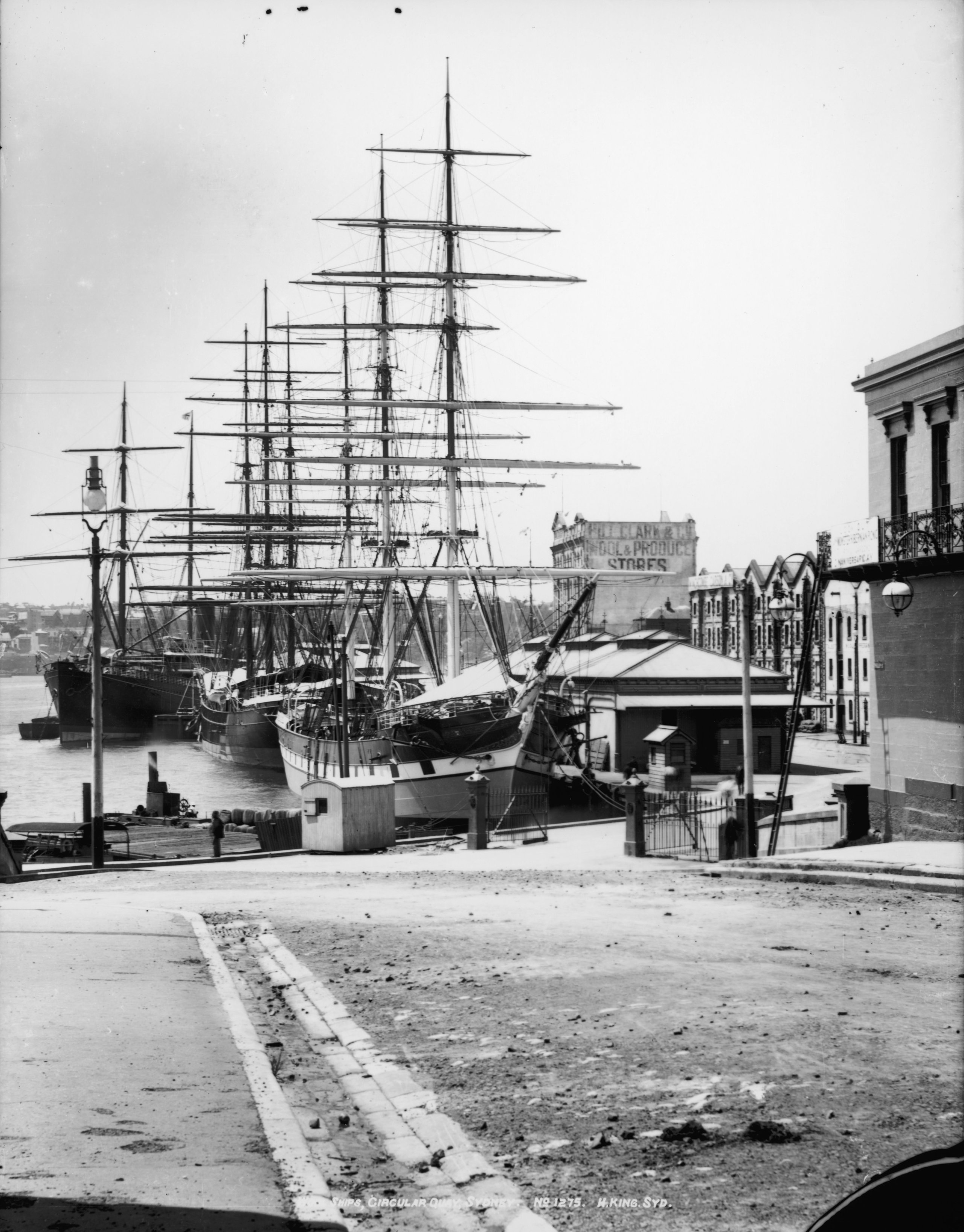 Glass plate negative of wool clippers at Circular Quay, Sydney, 1883-1900