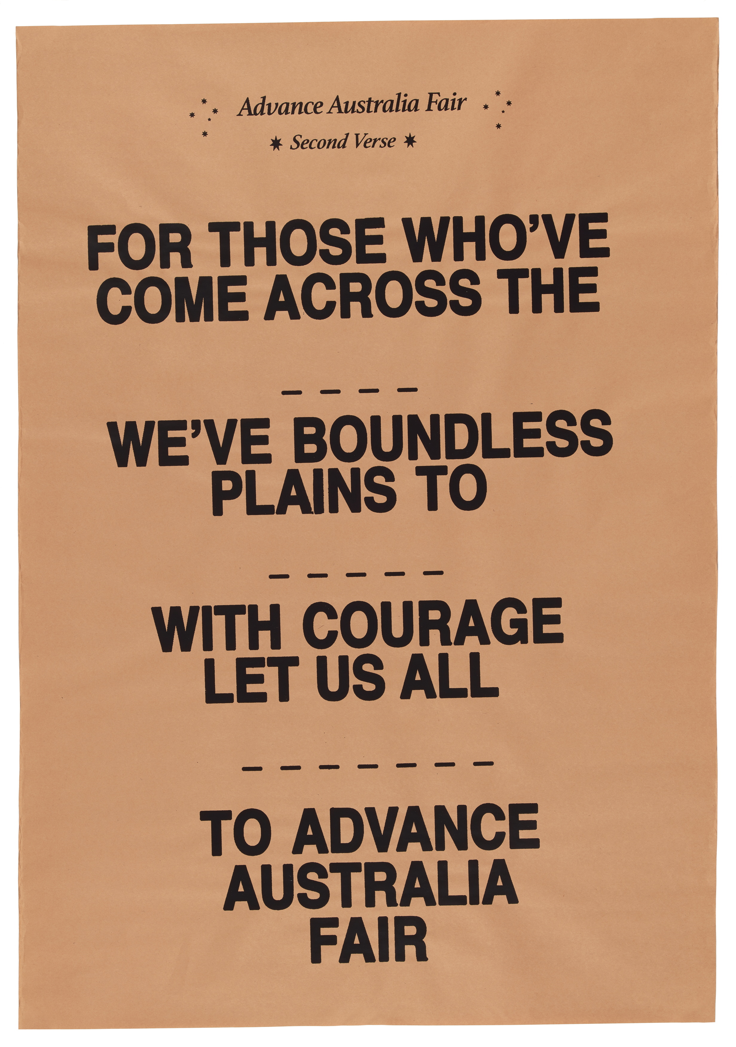 Poster, 'Advance Australia Fair, Second Verse', designed by Peter Drew