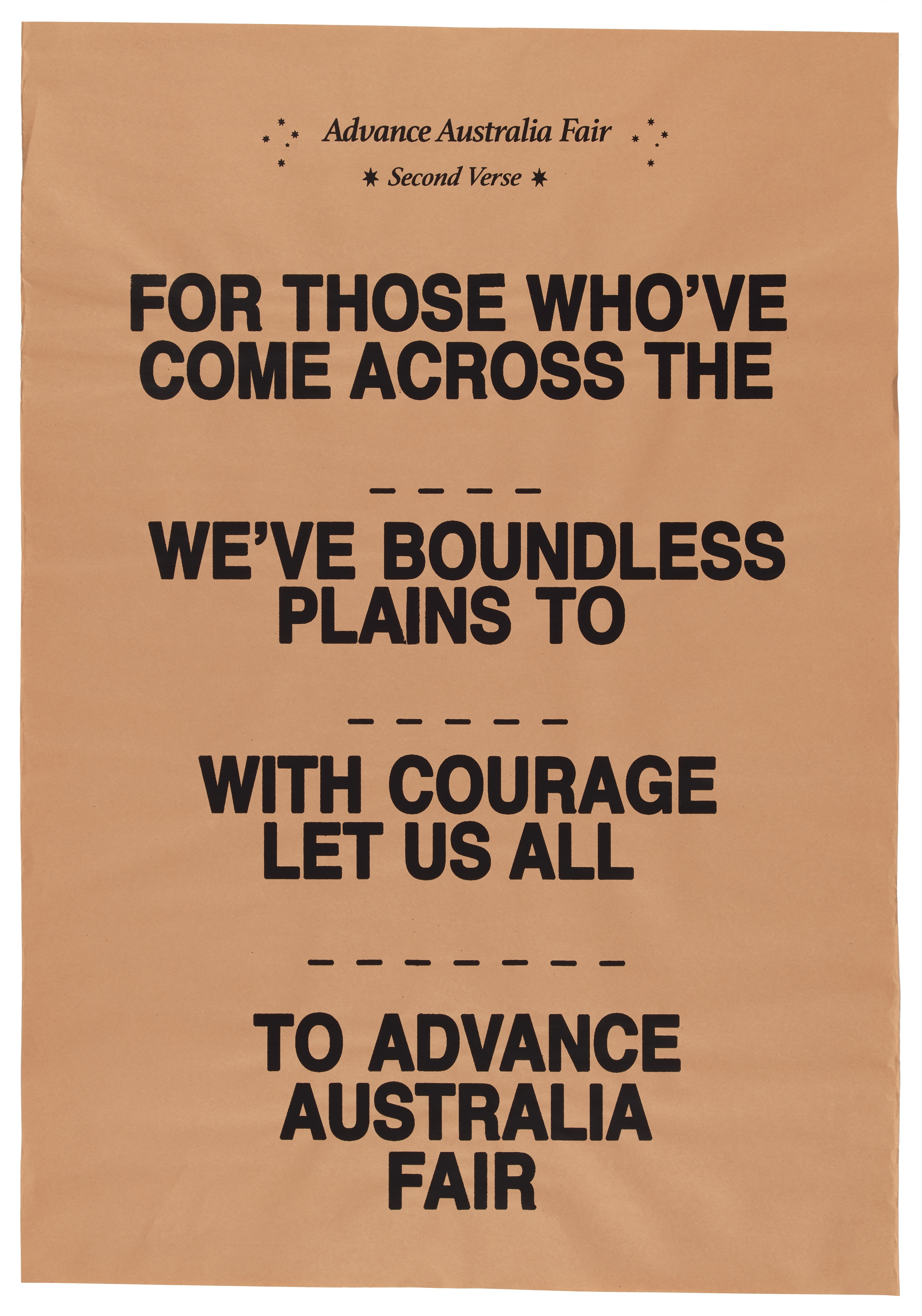 Poster, 'Advance Australia Fair, Second Verse', designed by Peter Drew