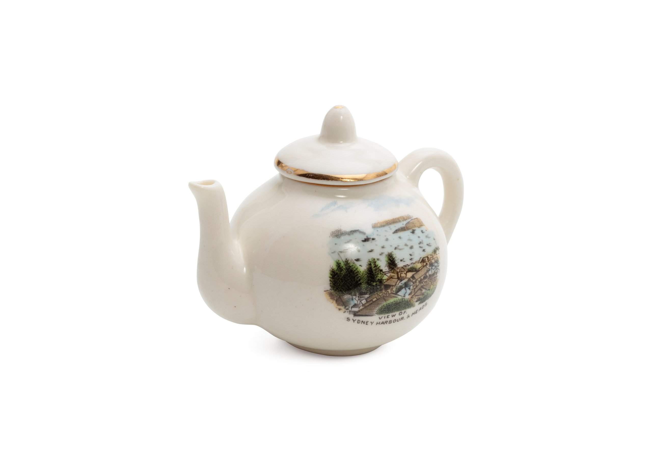 'View of Sydney harbour and heads' teapot by Taylor & Kent Ltd