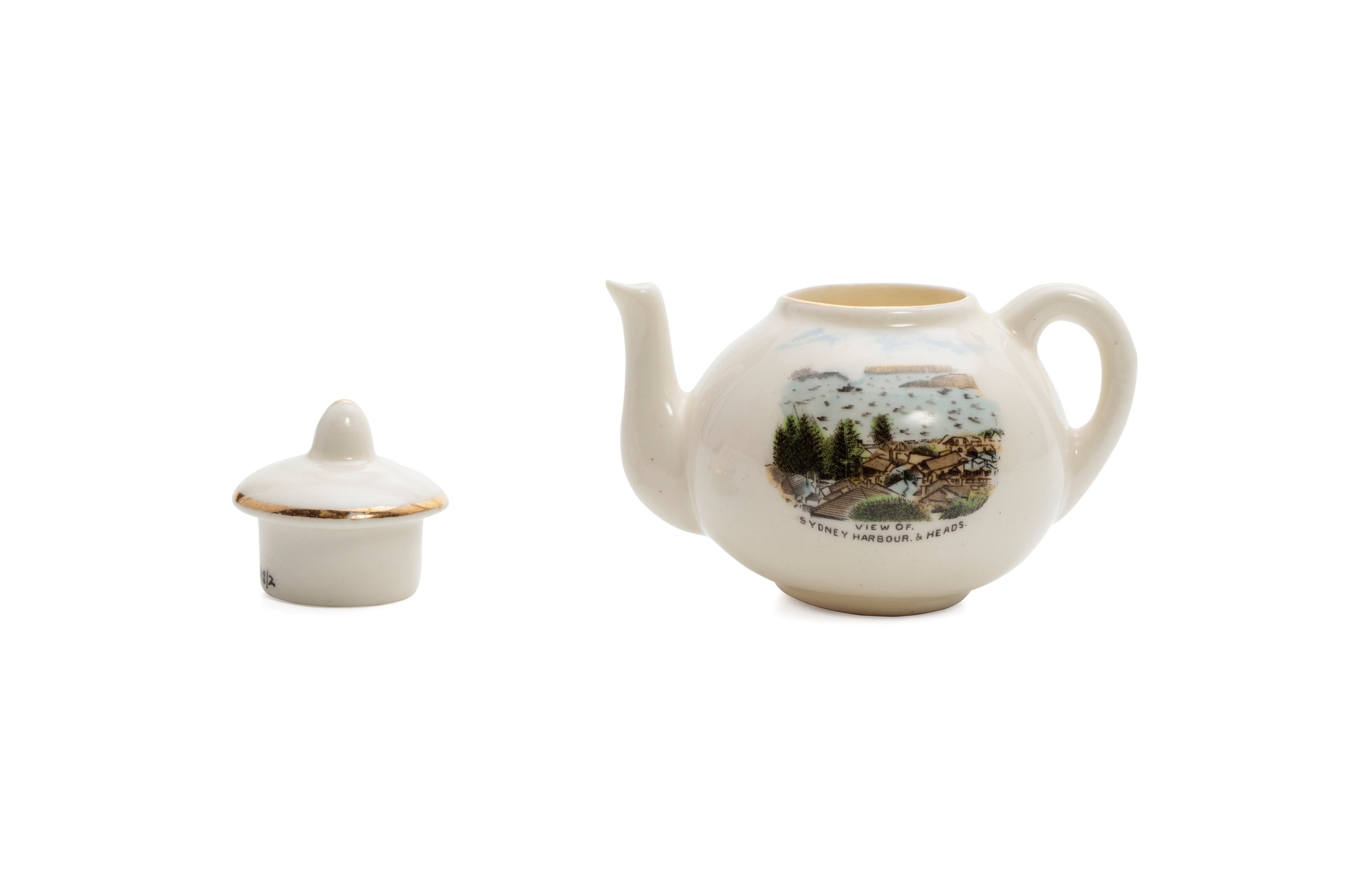 'View of Sydney harbour and heads' teapot by Taylor & Kent Ltd