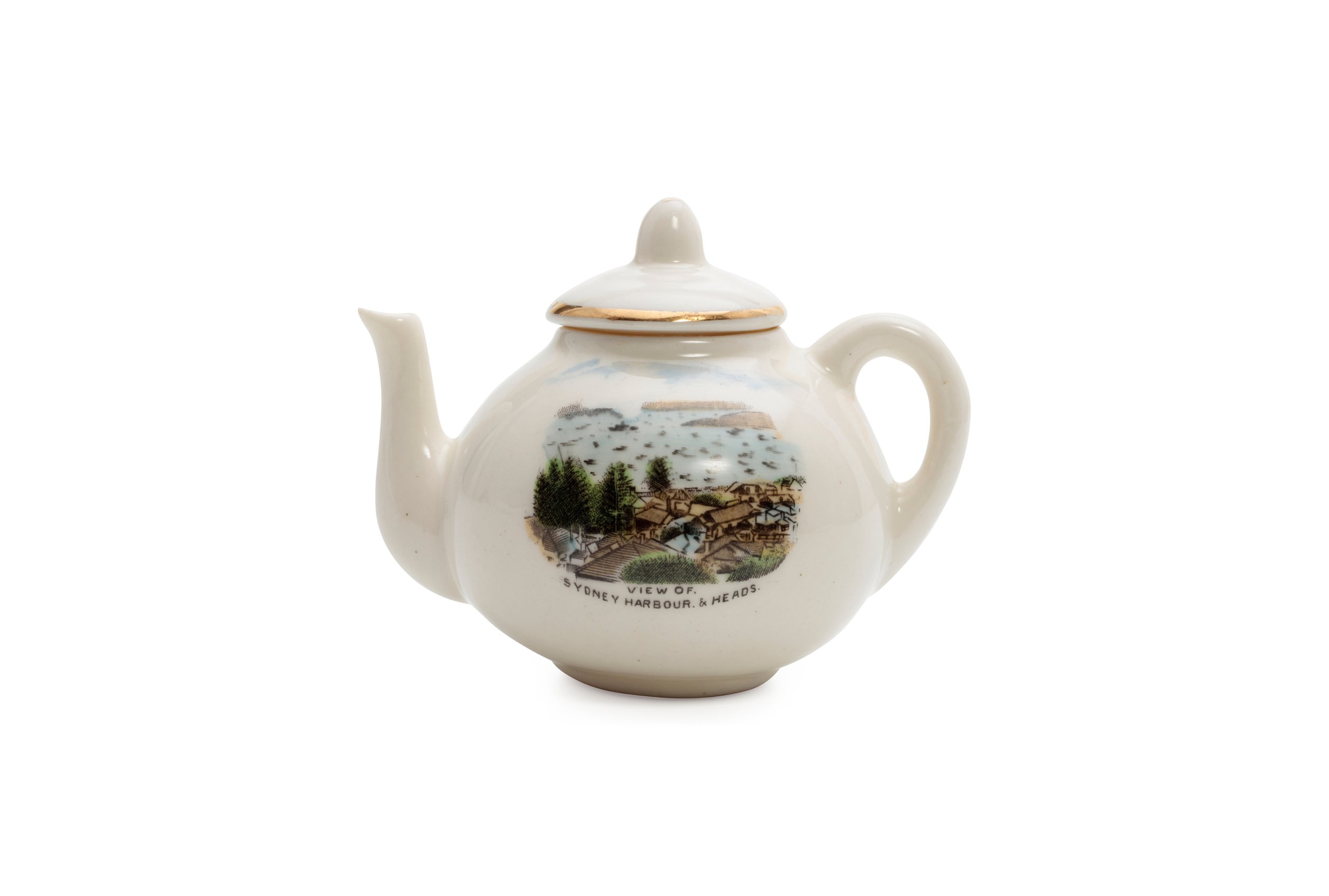 'View of Sydney harbour and heads' teapot by Taylor & Kent Ltd