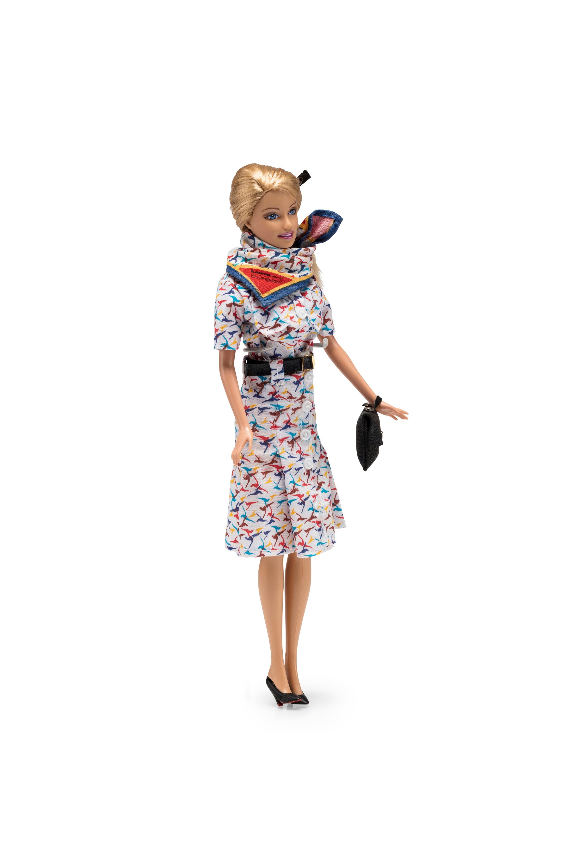 Barbie doll wearing Qantas flight attendant uniform from 1987-1994