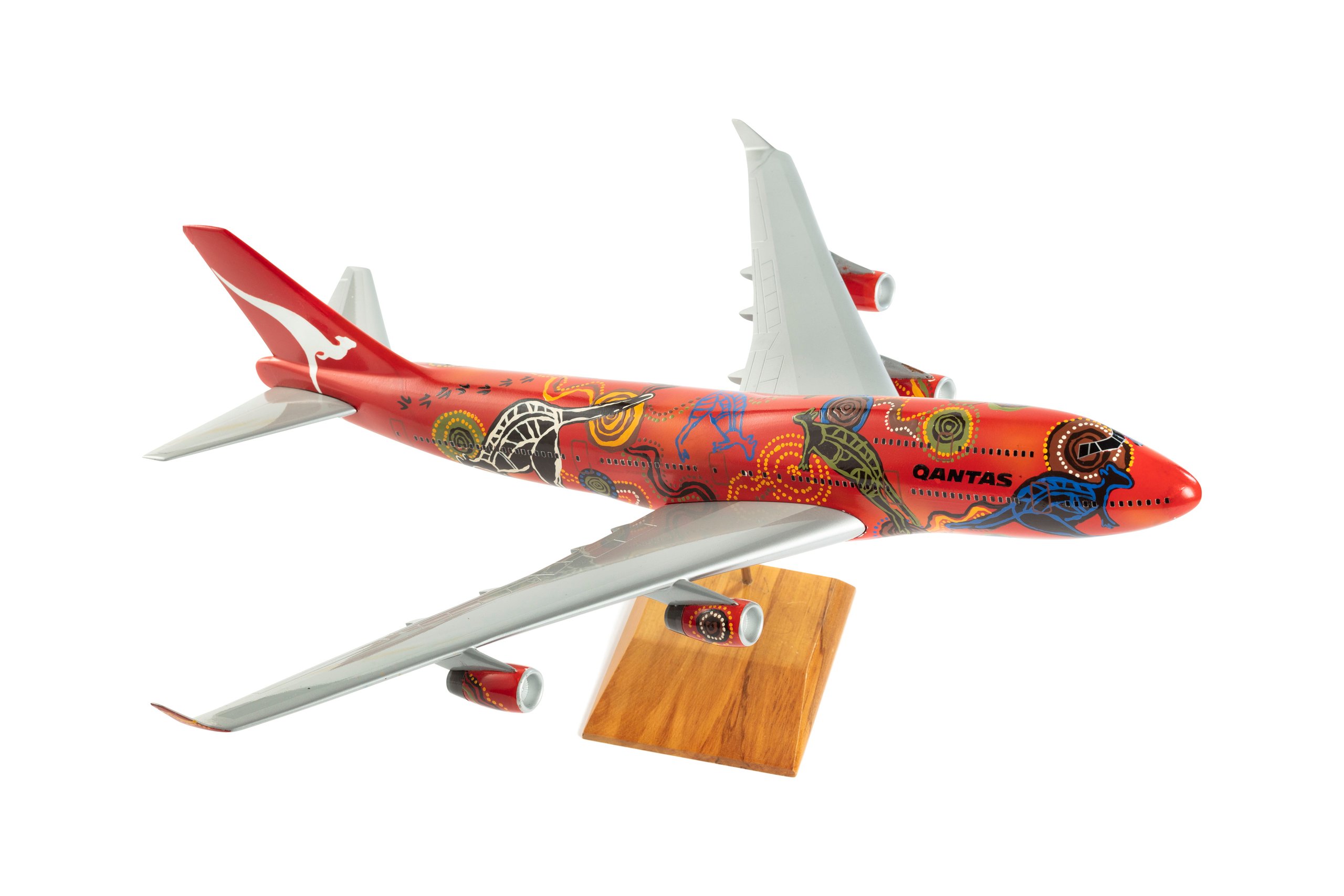 'Wunala Dreaming' decorated aircraft model and print by Balarinji Studio