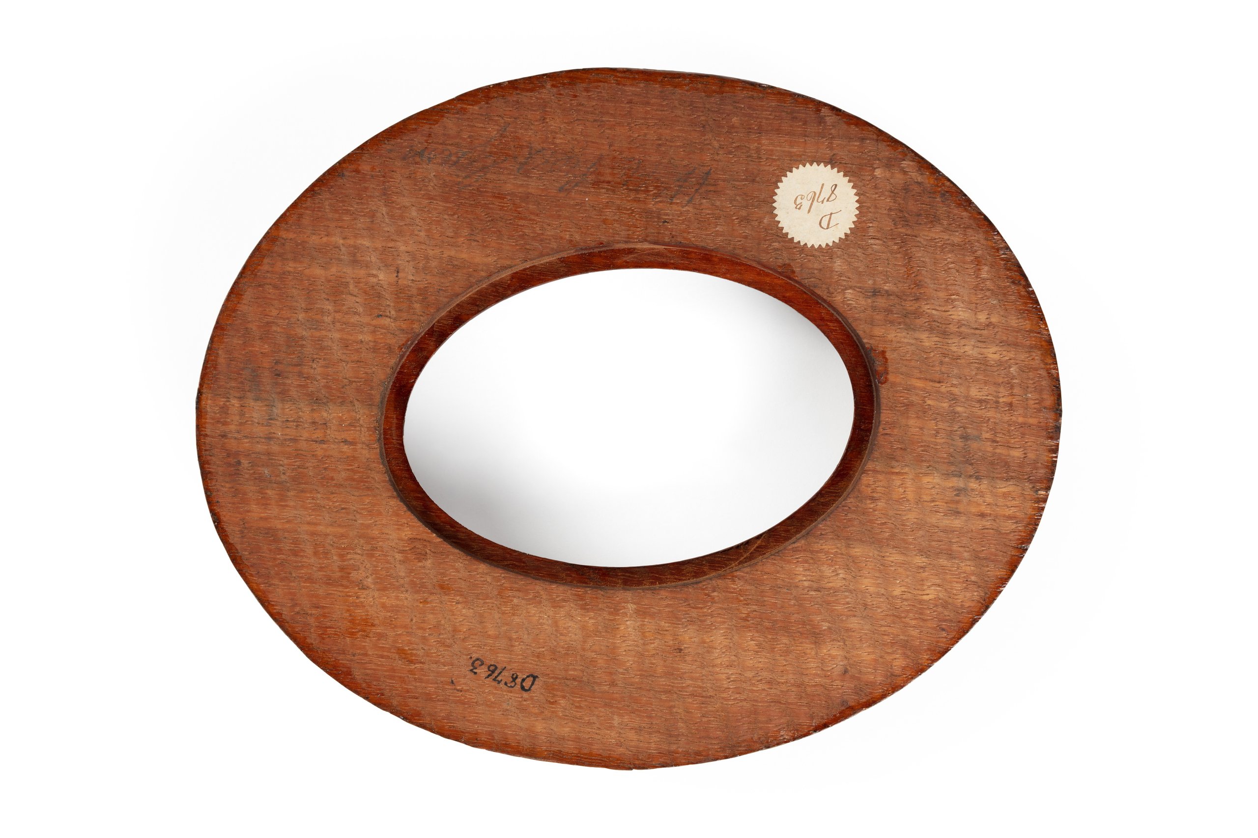 Timber sample, oval picture frame made of Western Australian Red Gum