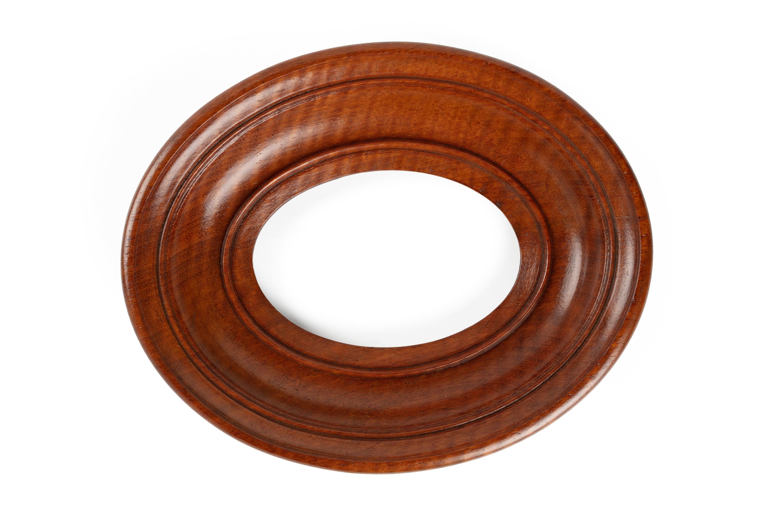 Timber sample, oval picture frame made of Western Australian Red Gum