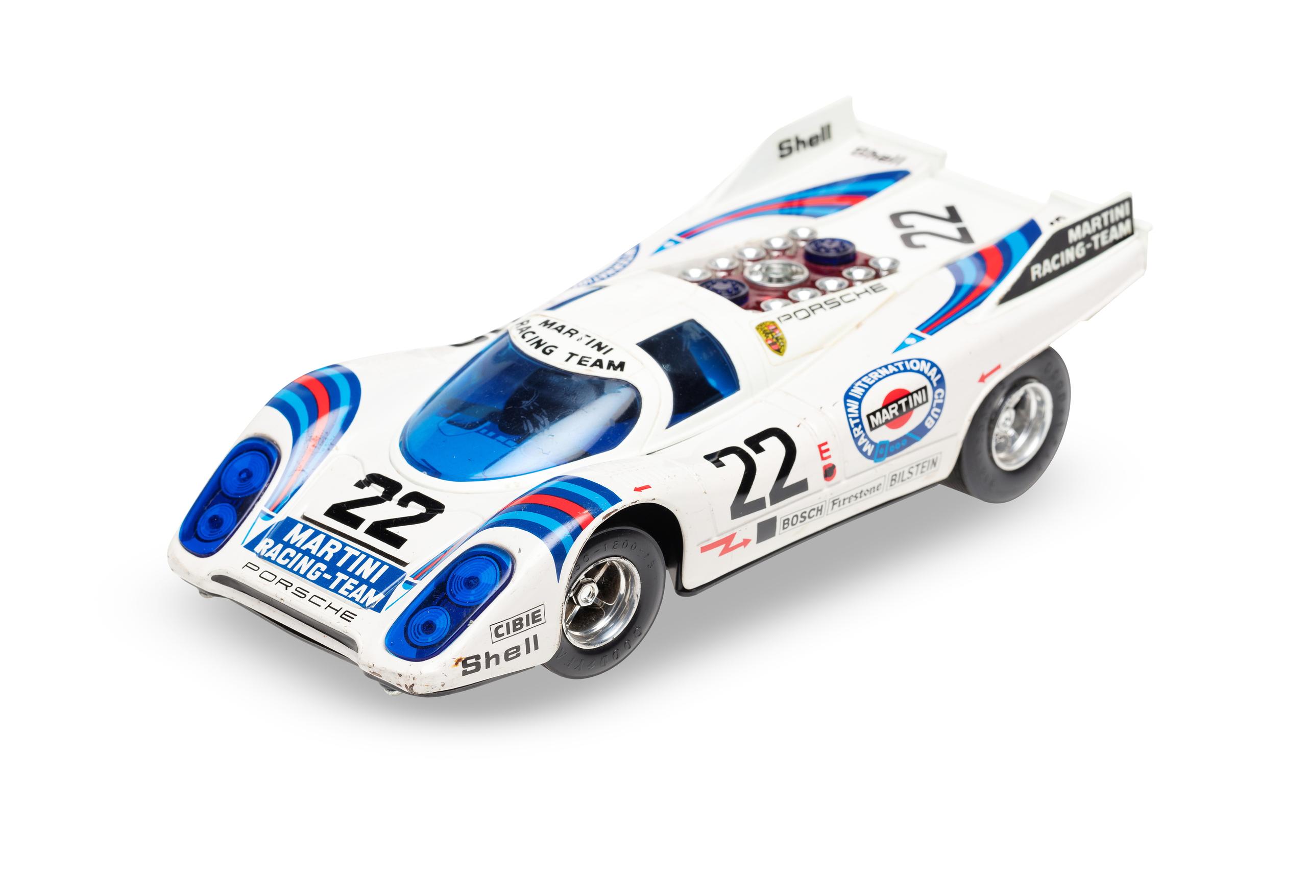 Ancien jouet voiture Porsche 912 publicité DUNLOP Martini Tôle années 60 JAPAN