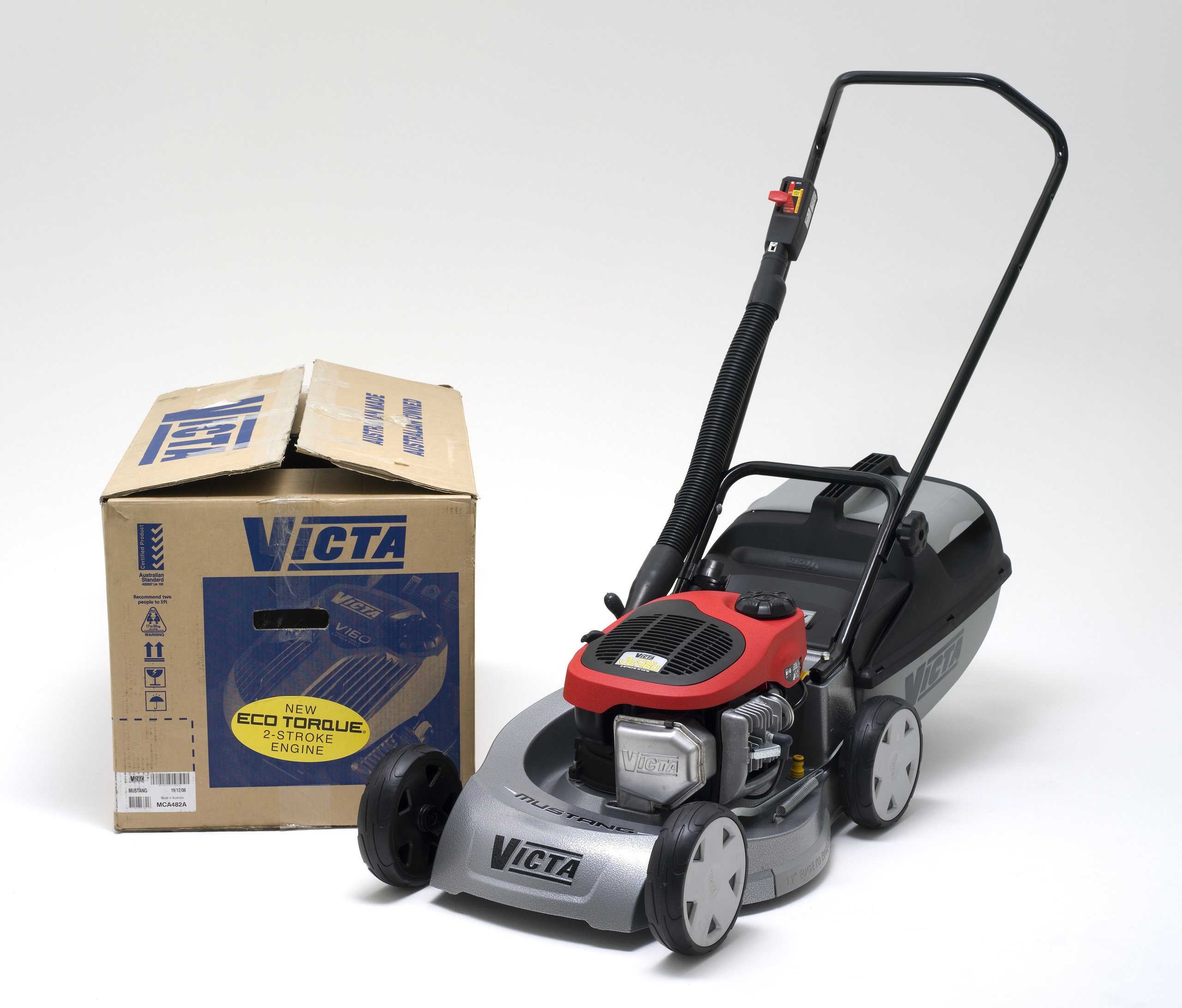 Victa Mustang lawnmower with Eco Torque engine and manuals