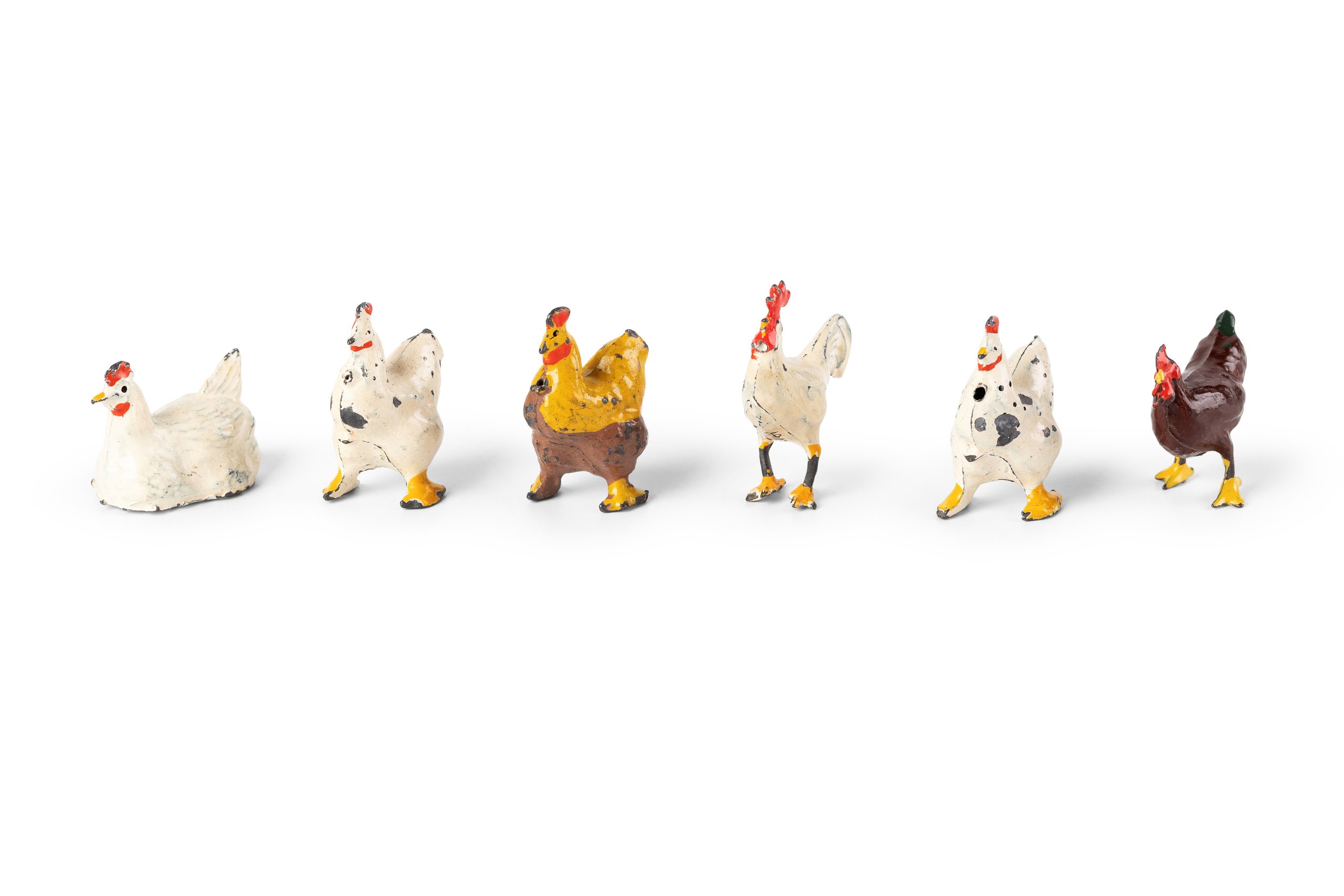 Hens and rooster from toy farm by W Britain