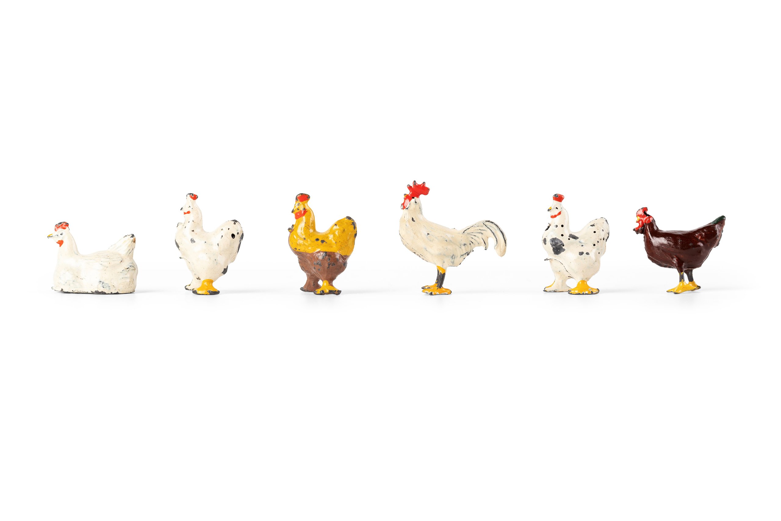 Hens and rooster from toy farm by W Britain