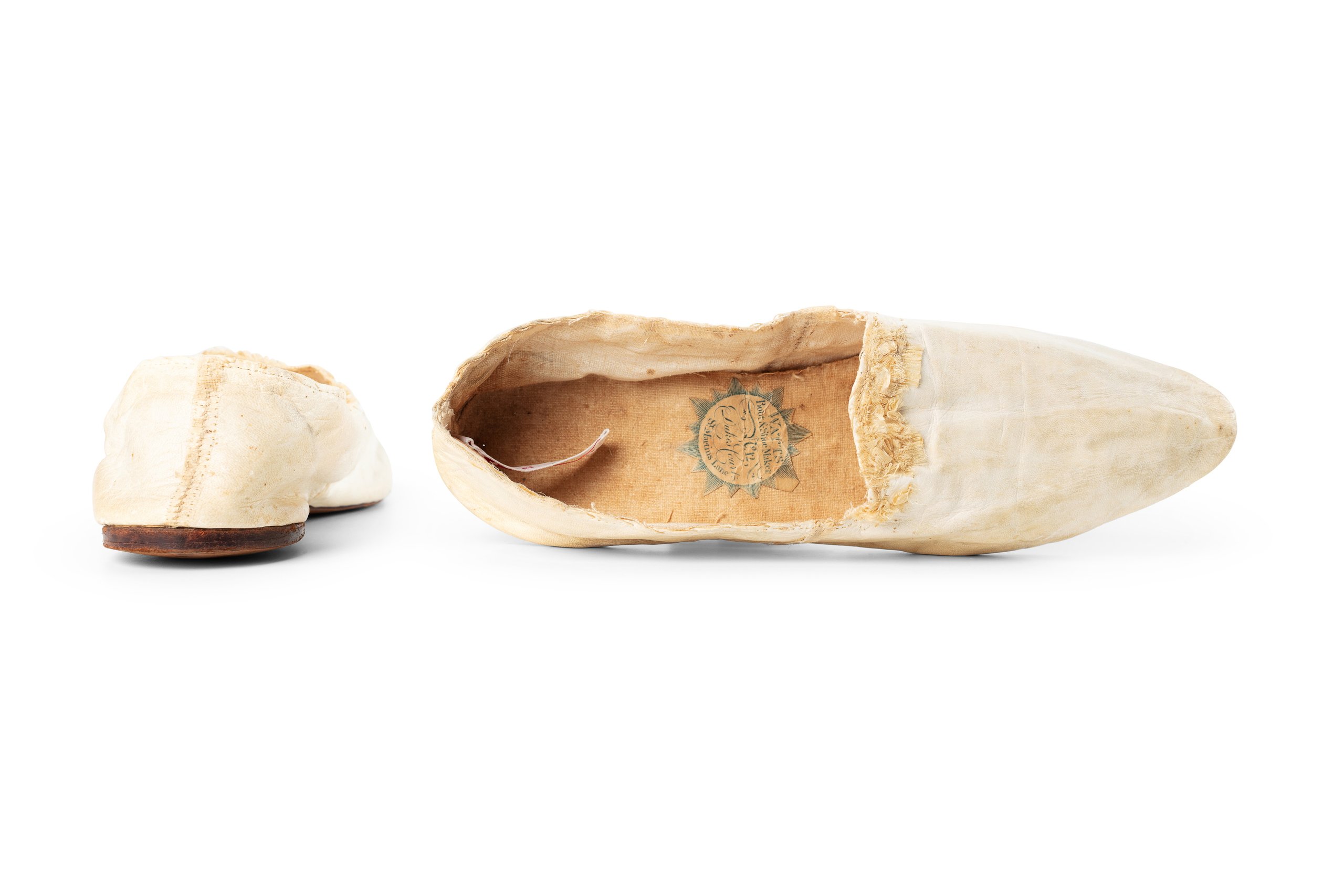 Pair of wedding shoes worn by Anna Blaxland