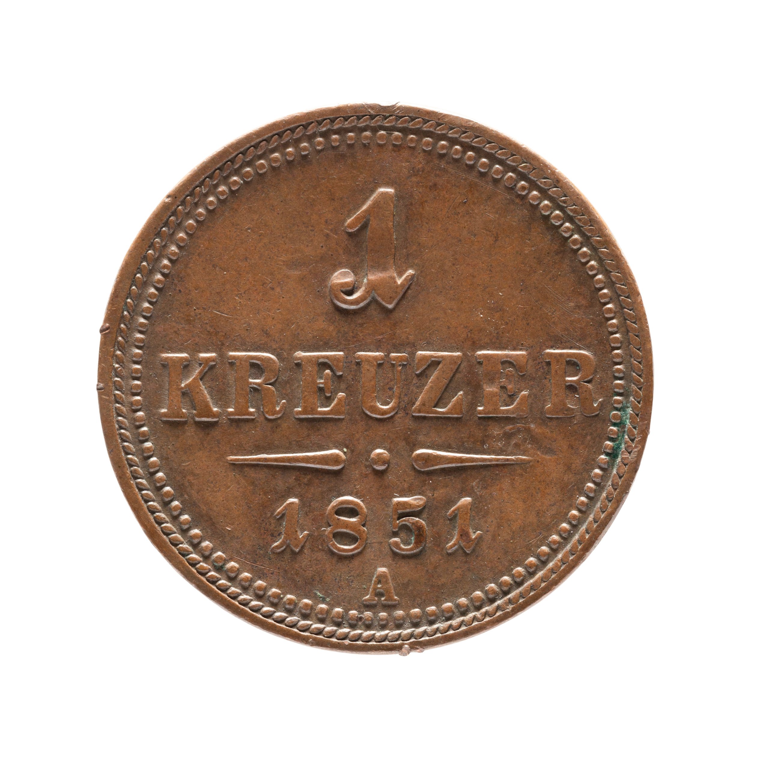 Austrian One Kreuzer coin