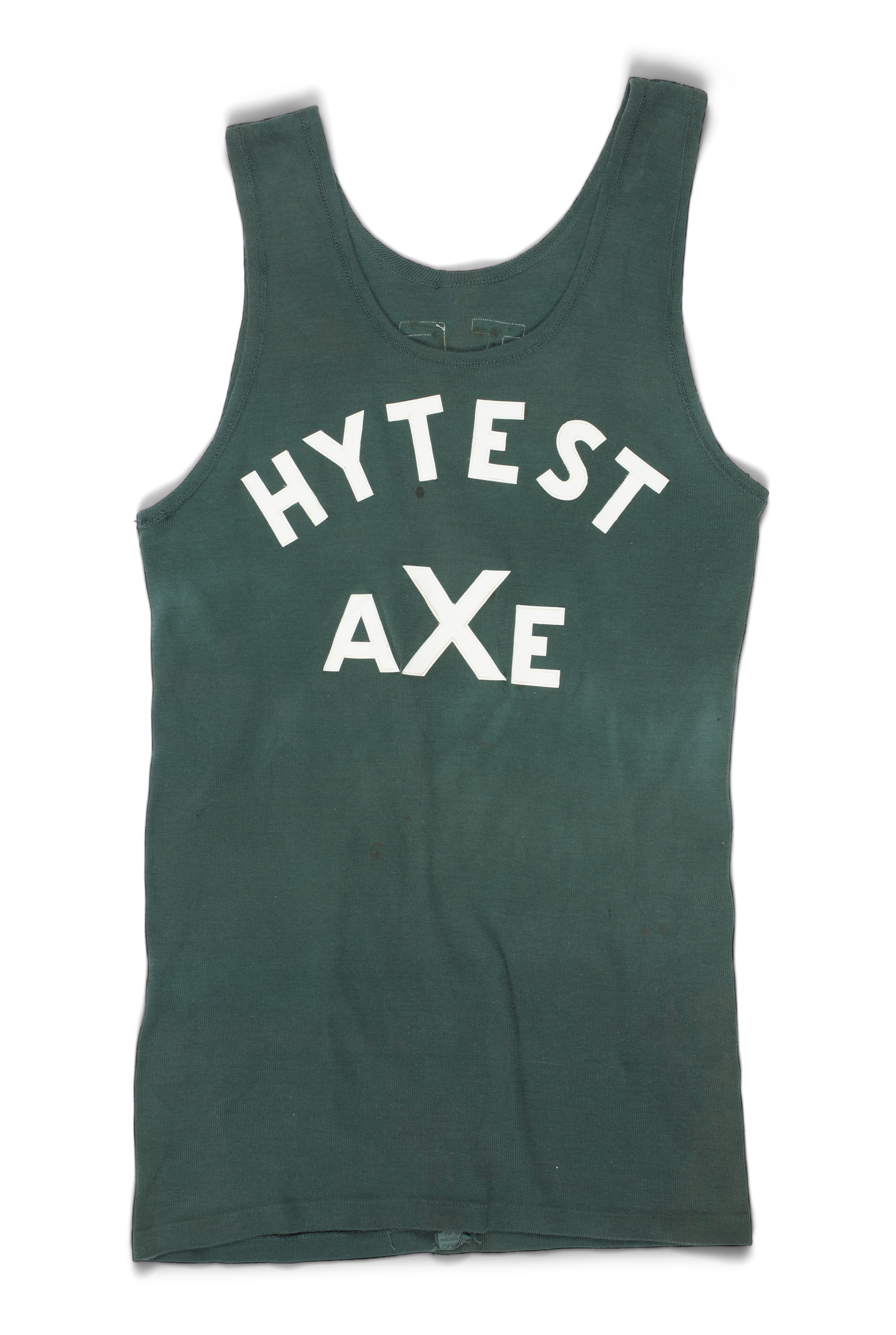 'HYTEST AXE' singlet worn by champion axeman Tom Kirk