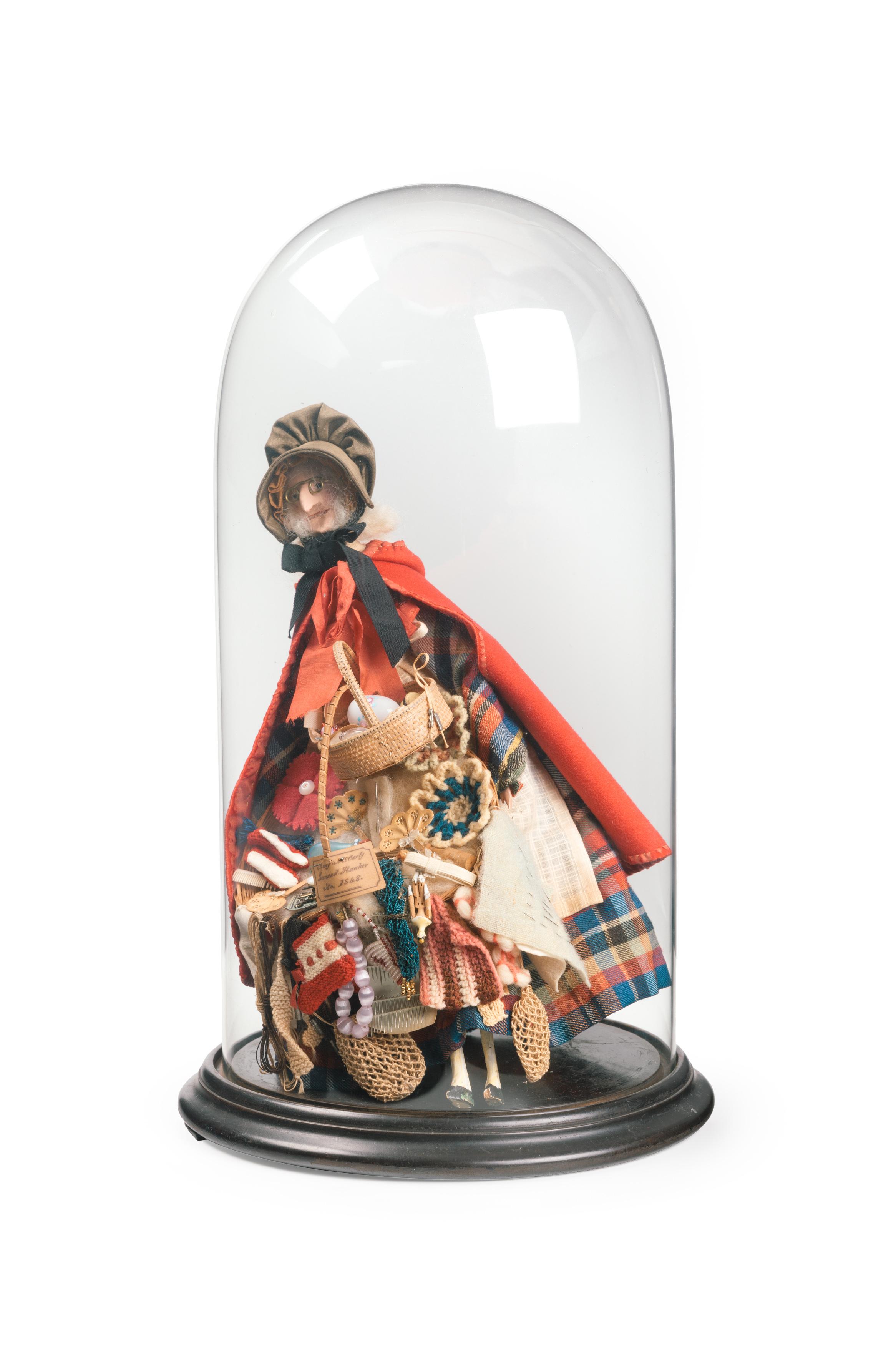 Powerhouse Collection - Pedlar doll in glass dome, 1850-1860
